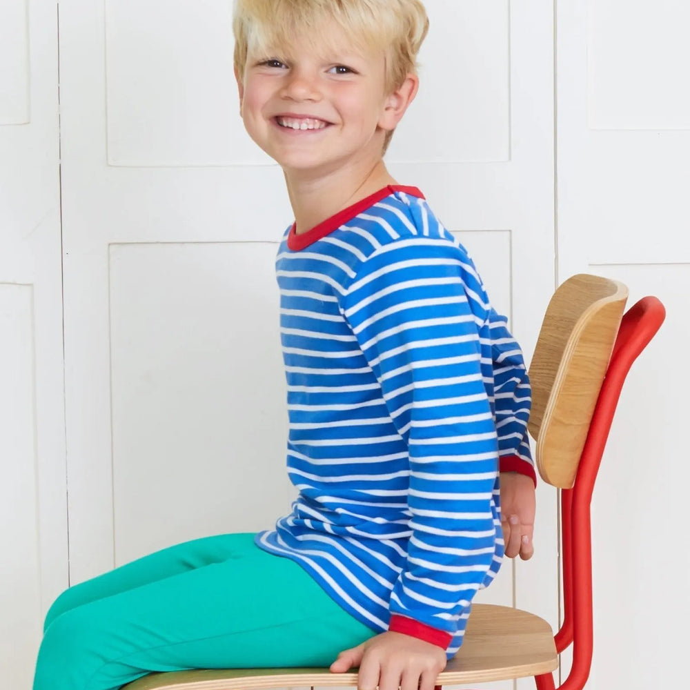 Organic Blue Breton Long-Sleeved T-Shirt Toby Tiger