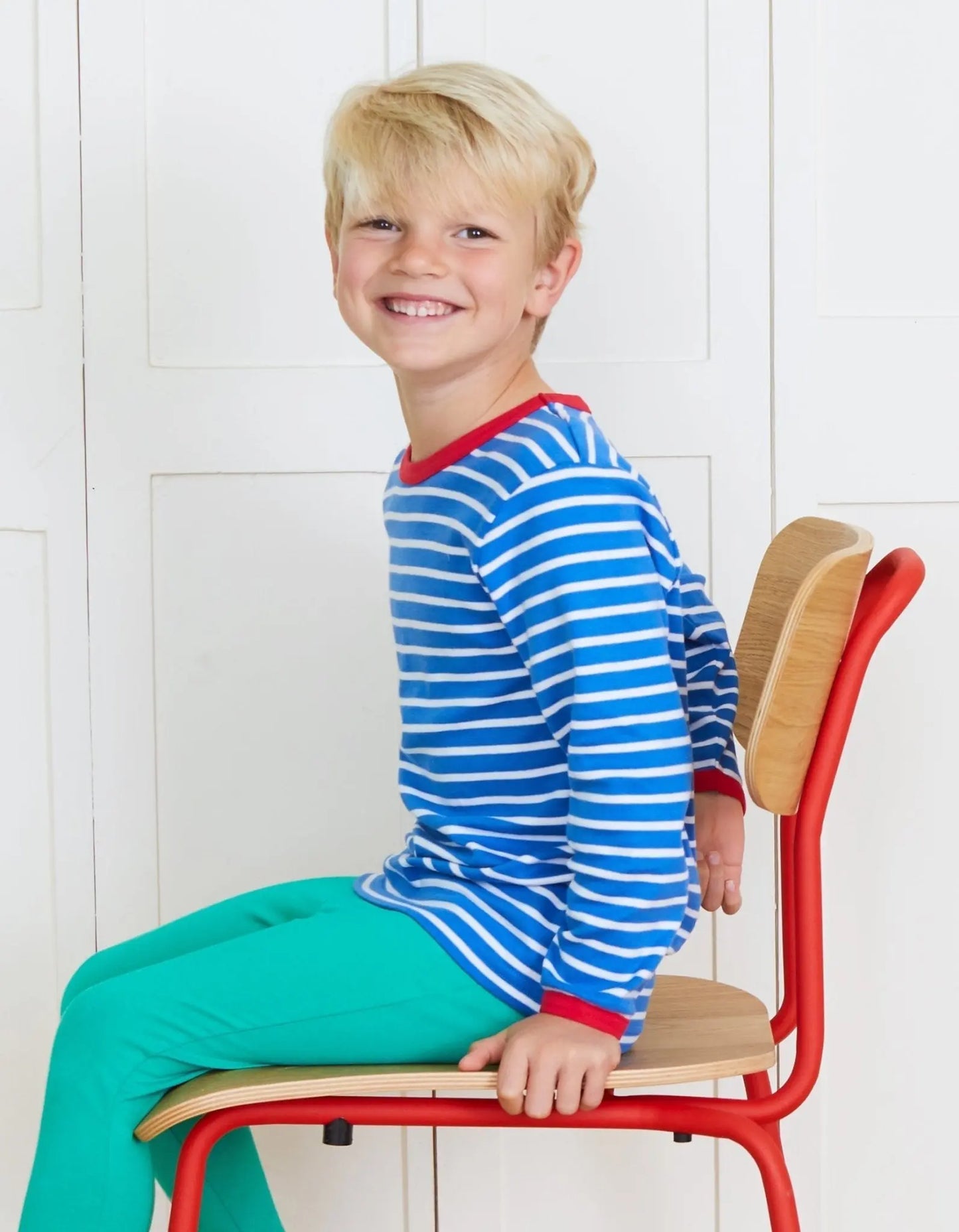 Organic Blue Breton Long-Sleeved T-Shirt Toby Tiger