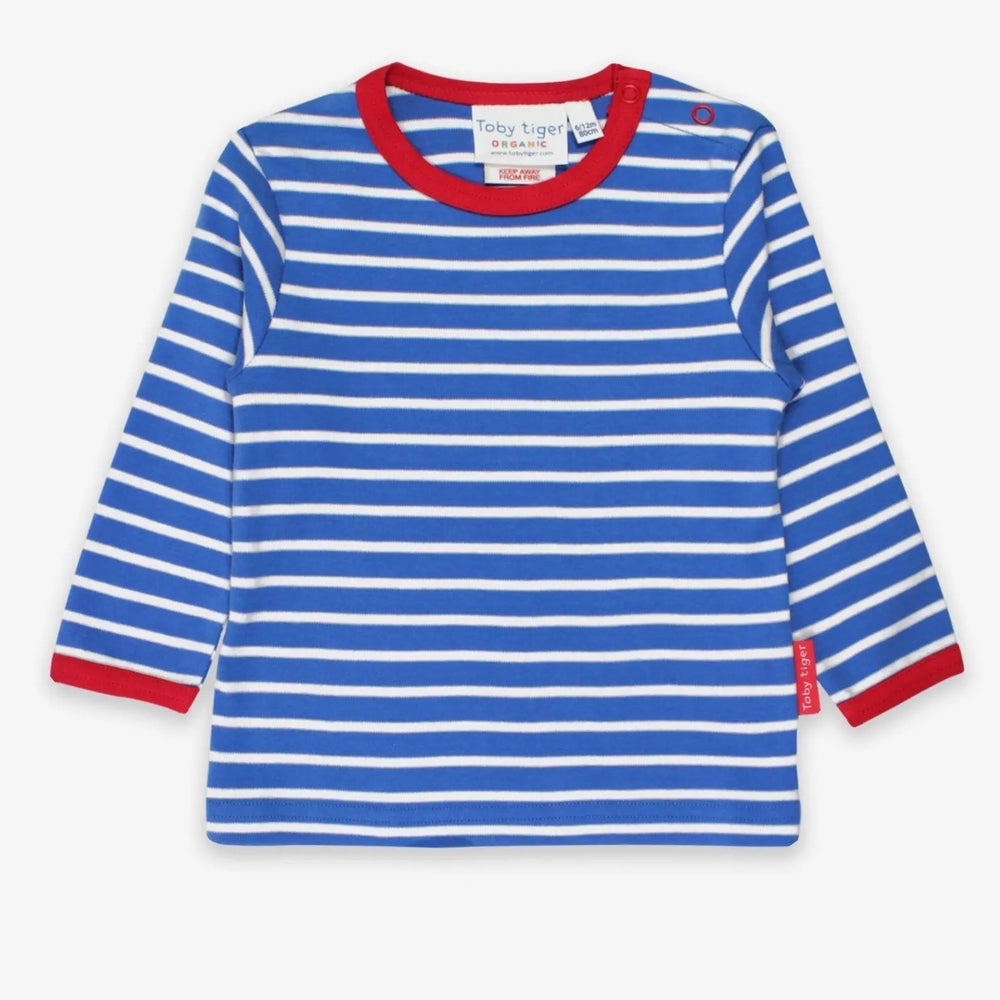 Organic Blue Breton Long-Sleeved T-Shirt Toby Tiger
