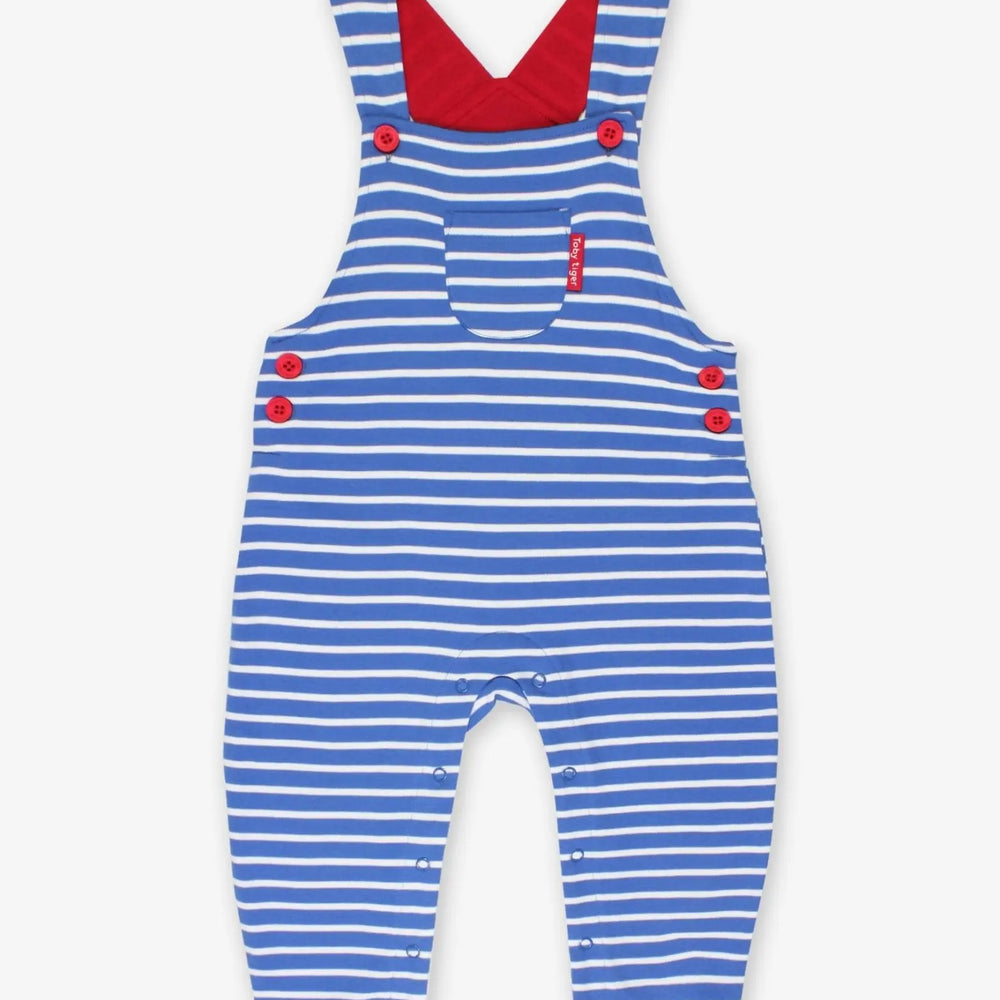Organic Blue Breton Stripe Dungarees Toby Tiger