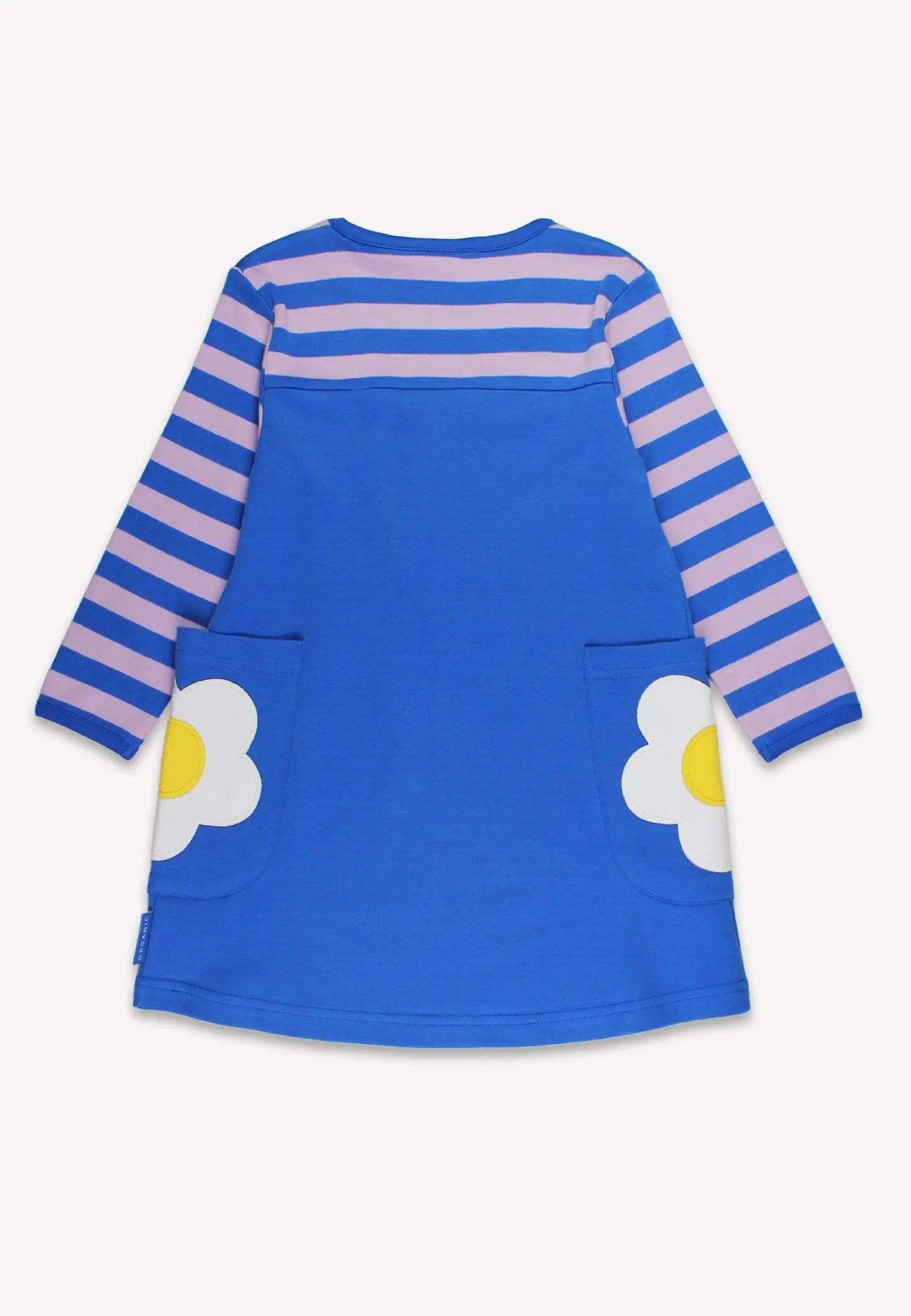 Organic Blue Daisy Applique Long-Sleeved Dress Toby Tiger