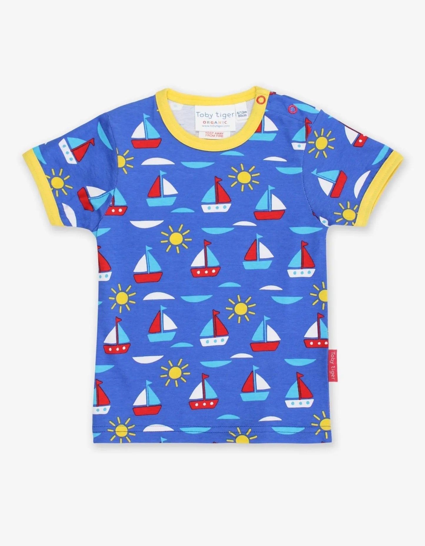 Organic Boat Print Short-Sleeved T-Shirt Toby Tiger