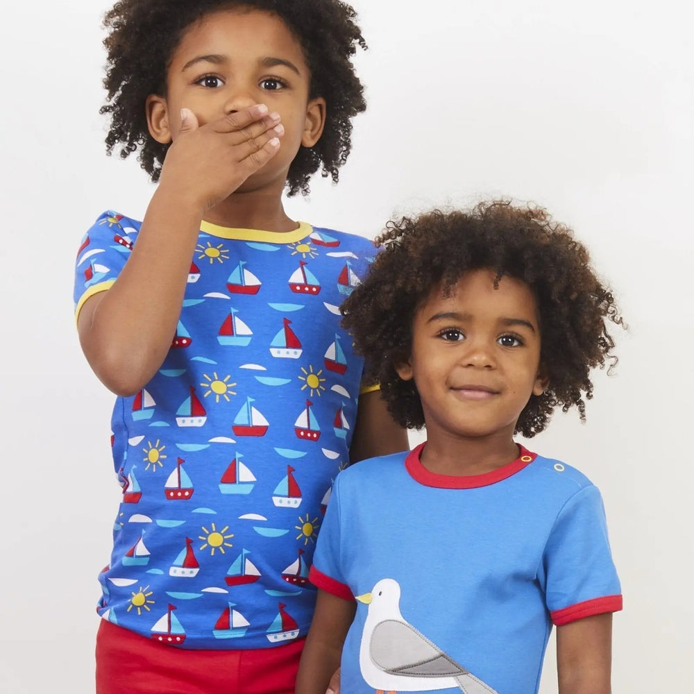 Organic Boat Print Short-Sleeved T-Shirt Toby Tiger