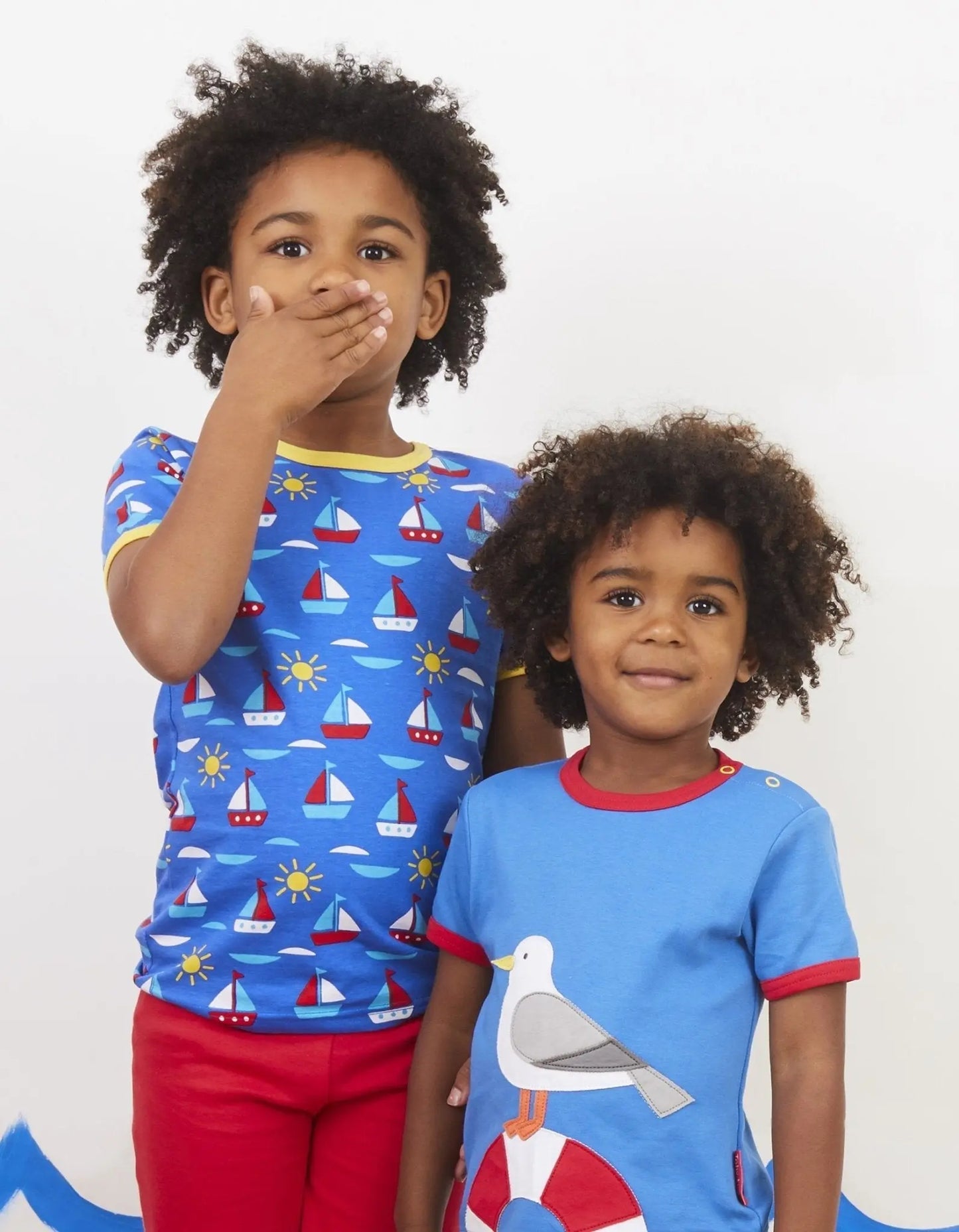 Organic Boat Print Short-Sleeved T-Shirt Toby Tiger