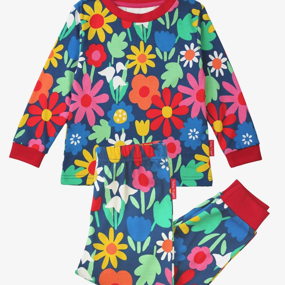 Organic Bold Floral Print Pyjamas Toby Tiger
