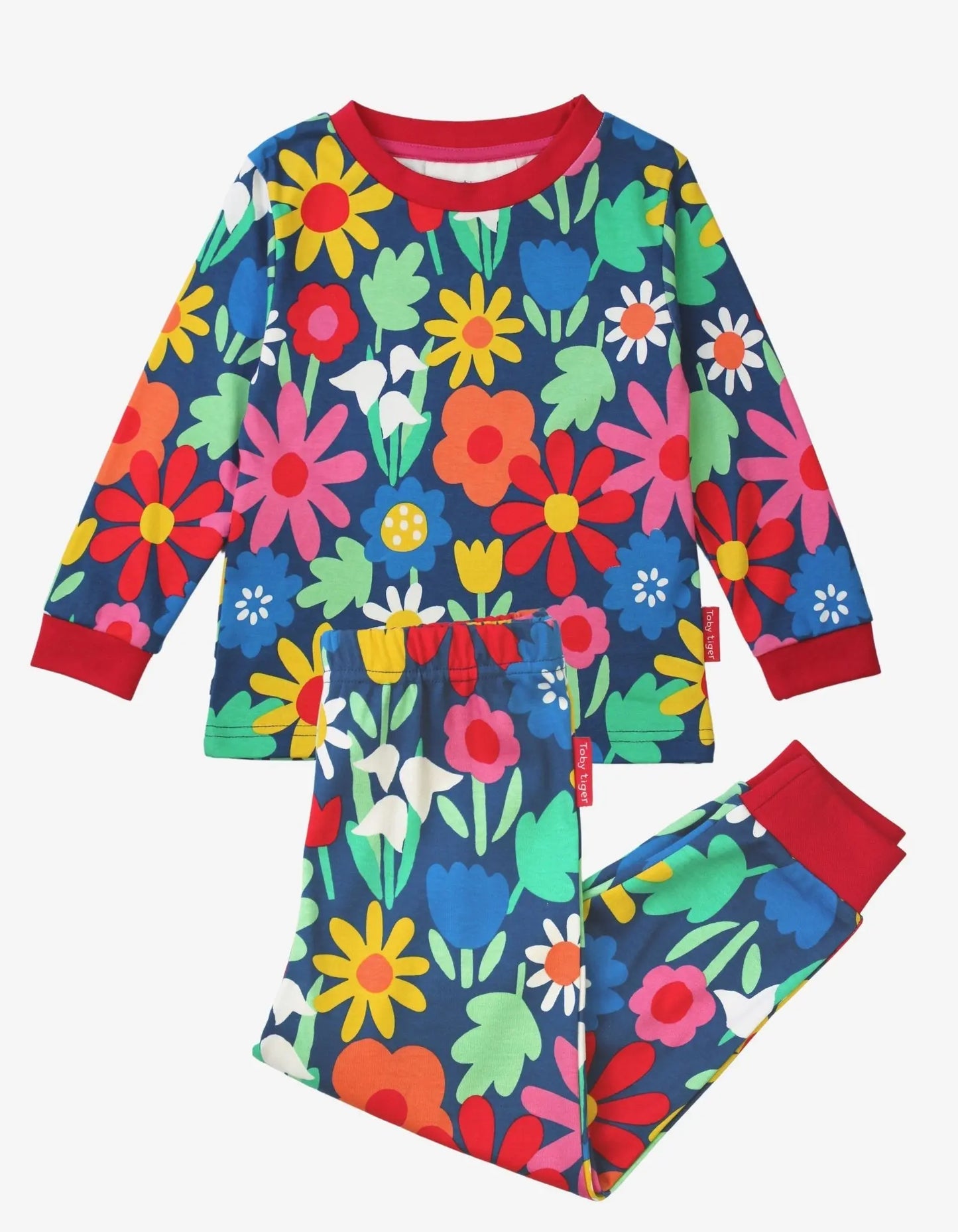Organic Bold Floral Print Pyjamas Toby Tiger