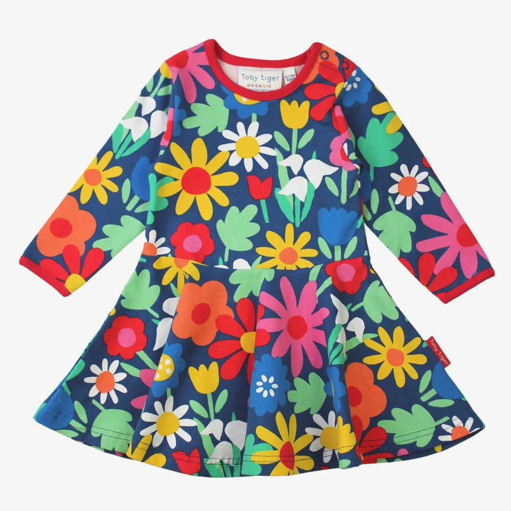 Organic Bold Floral Print Skater Dress Toby Tiger