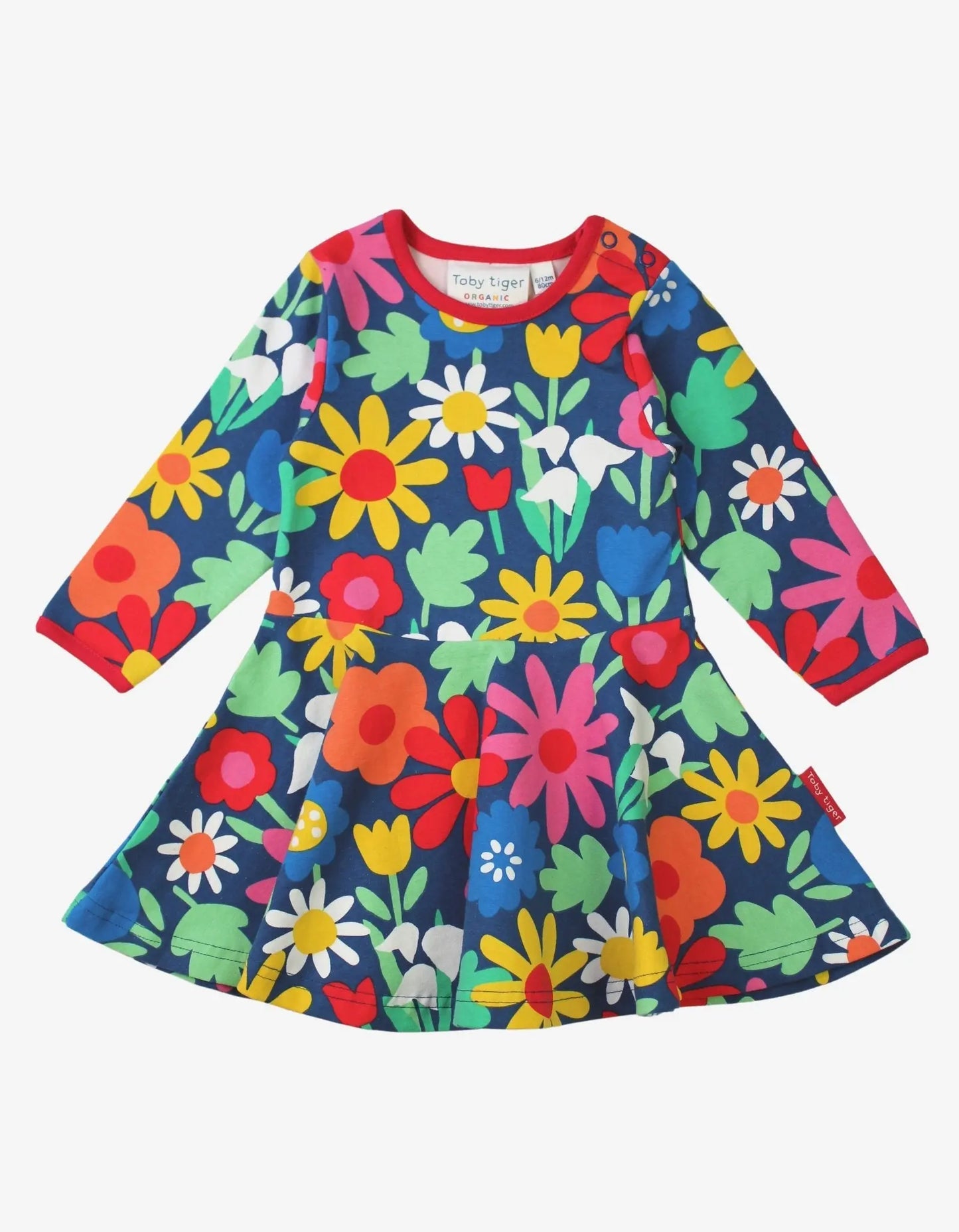 Organic Bold Floral Print Skater Dress Toby Tiger