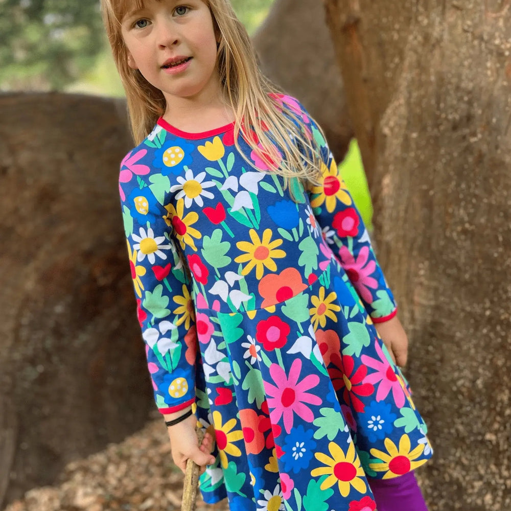 Organic Bold Floral Print Skater Dress Toby Tiger