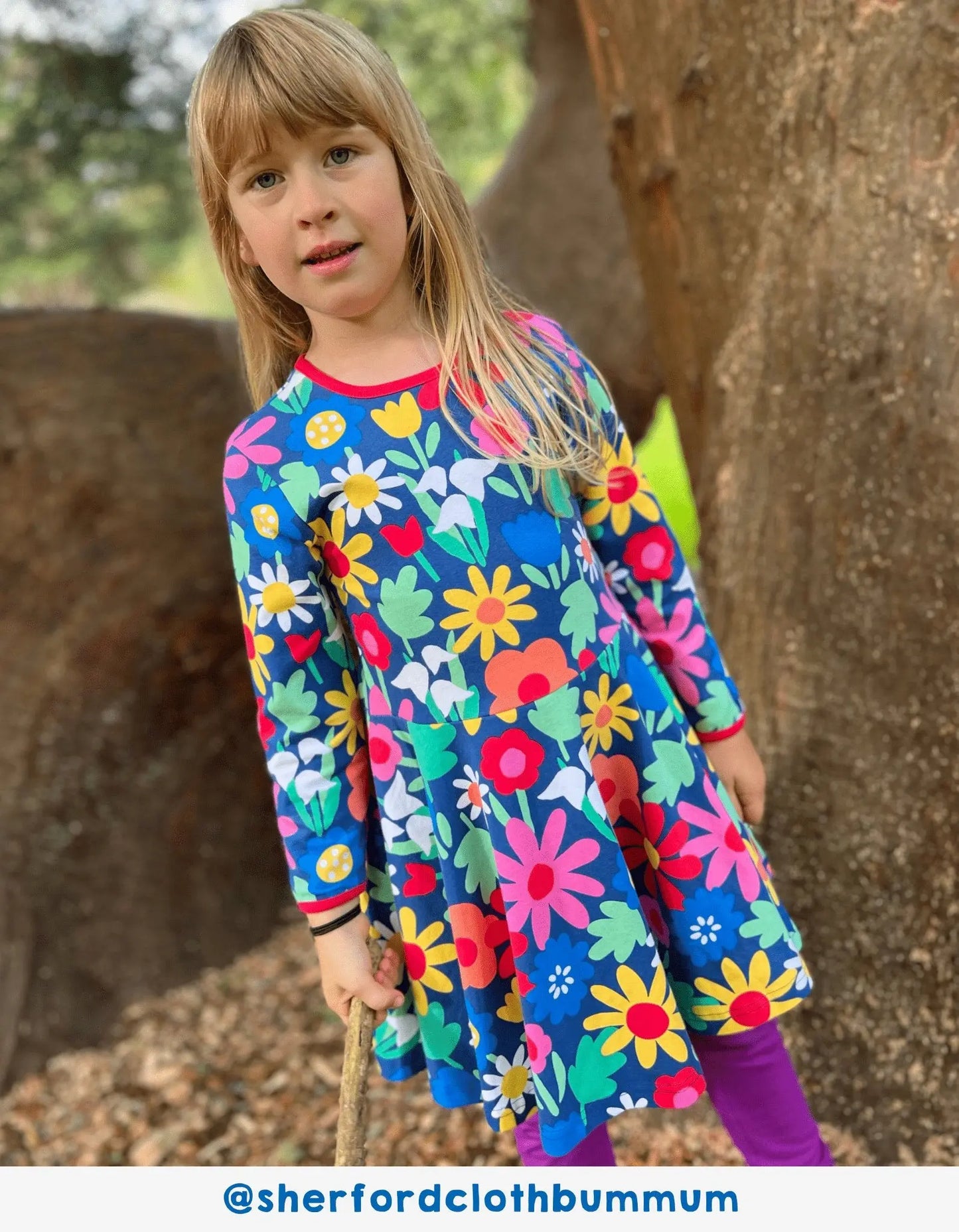 Organic Bold Floral Print Skater Dress Toby Tiger