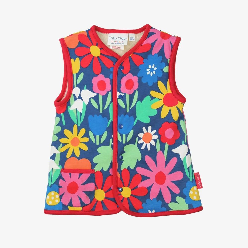 Organic Bold Floral Reversible Gilet Toby Tiger