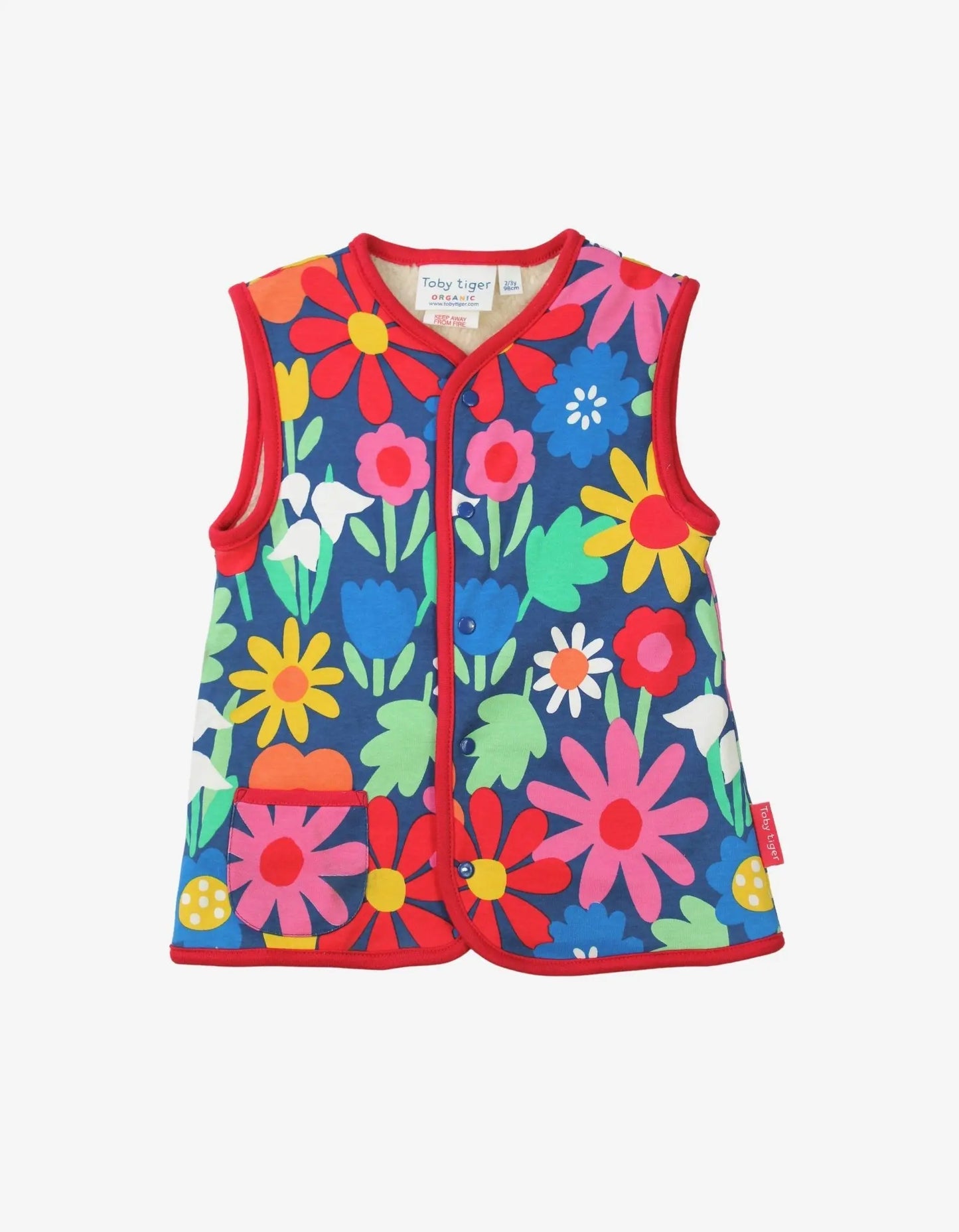Organic Bold Floral Reversible Gilet Toby Tiger