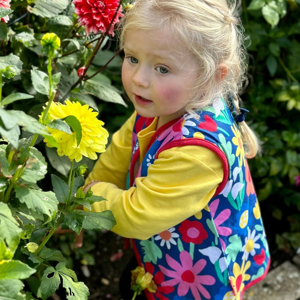 Organic Bold Floral Reversible Gilet Toby Tiger
