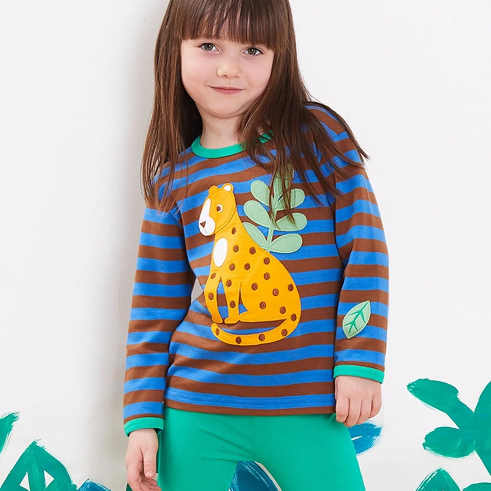 Organic Born Free Leopard Applique Long-Sleeved T-Shirt Toby Tiger