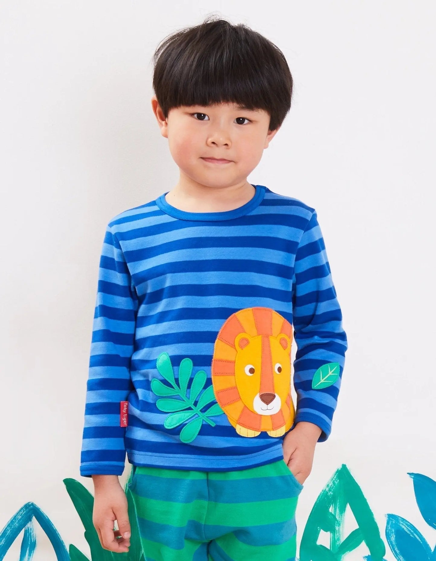 Organic Born Free Lion Applique Long-Sleeved T-Shirt Toby Tiger