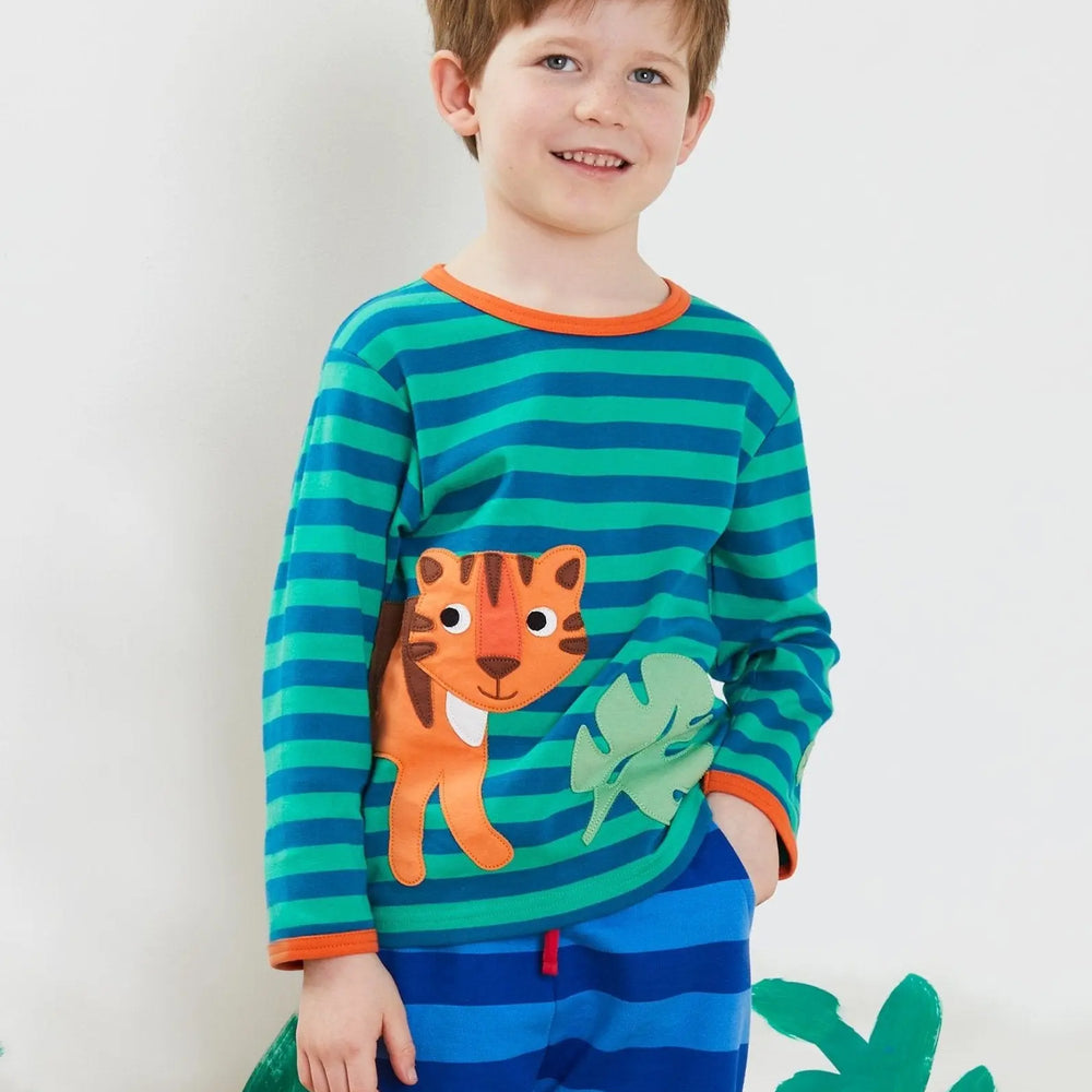 Organic Born Free Tiger Applique Long-Sleeved T-Shirt Toby Tiger