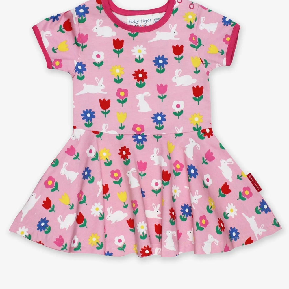 Organic Bunny Print Skater Dress Toby Tiger