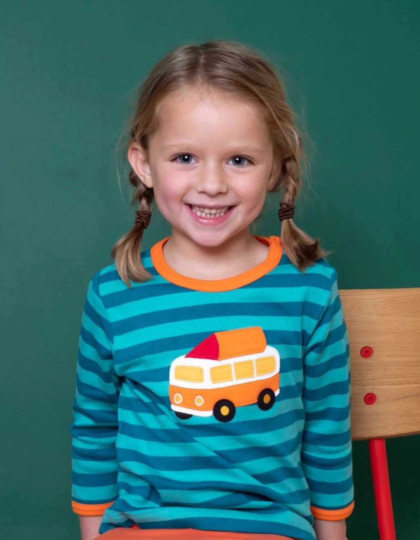 Organic Campervan Applique Long-Sleeved T-Shirt Toby Tiger