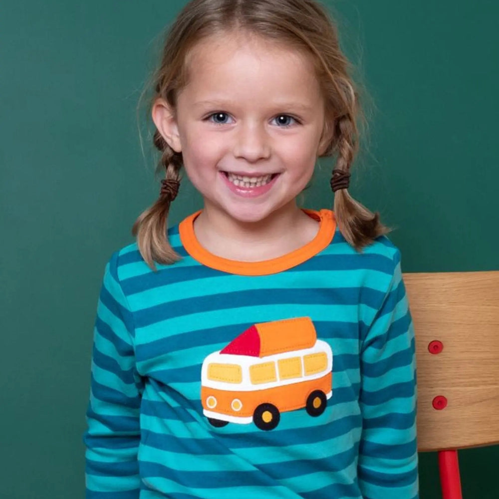 Organic Campervan Applique Long-Sleeved T-Shirt Toby Tiger