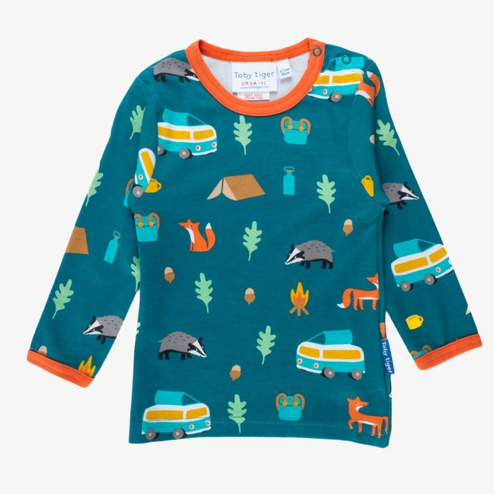Organic Campervan Print Long-Sleeved T-Shirt Toby Tiger