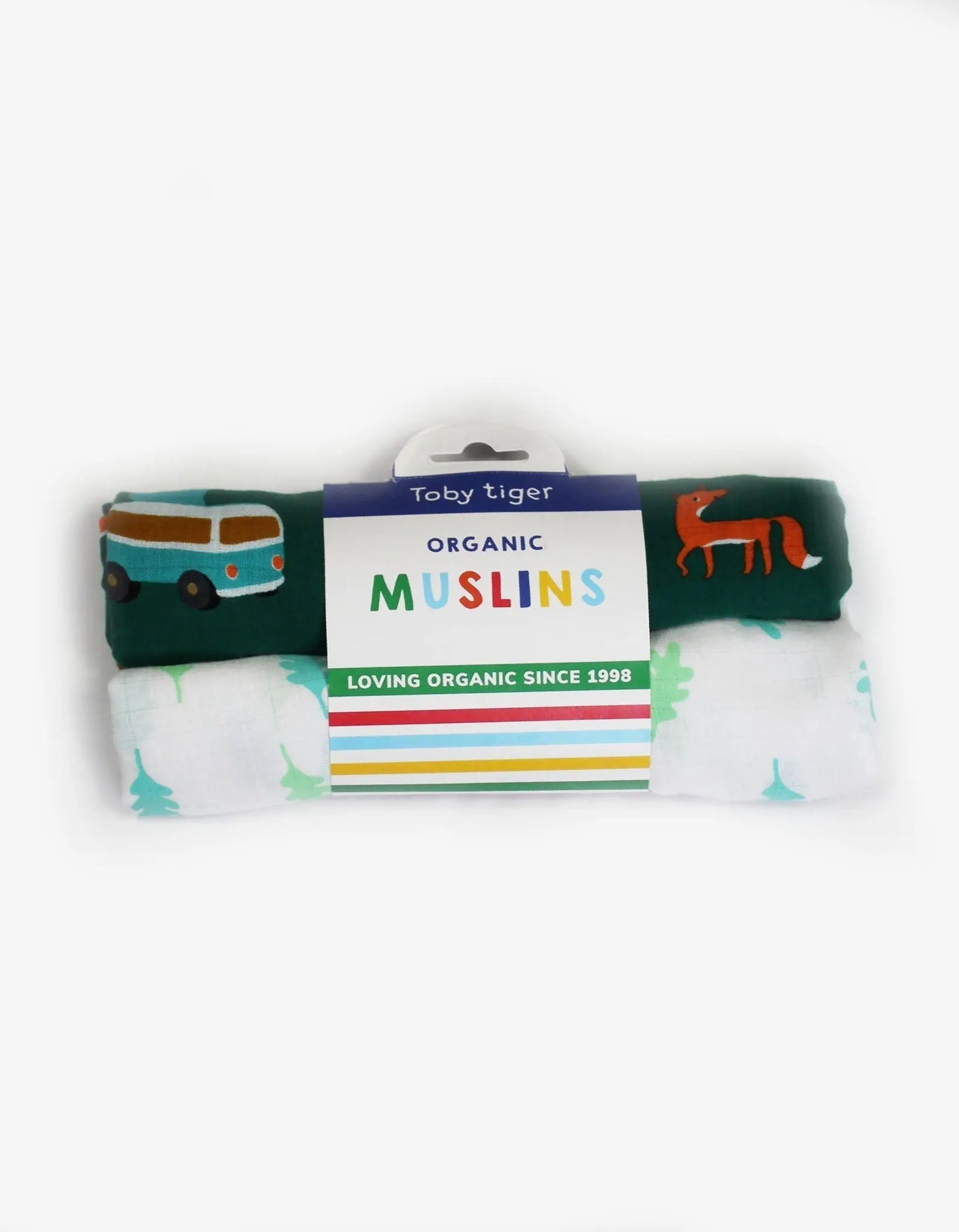 Organic Campervan Print Muslin 2-Pack - O/S Toby Tiger