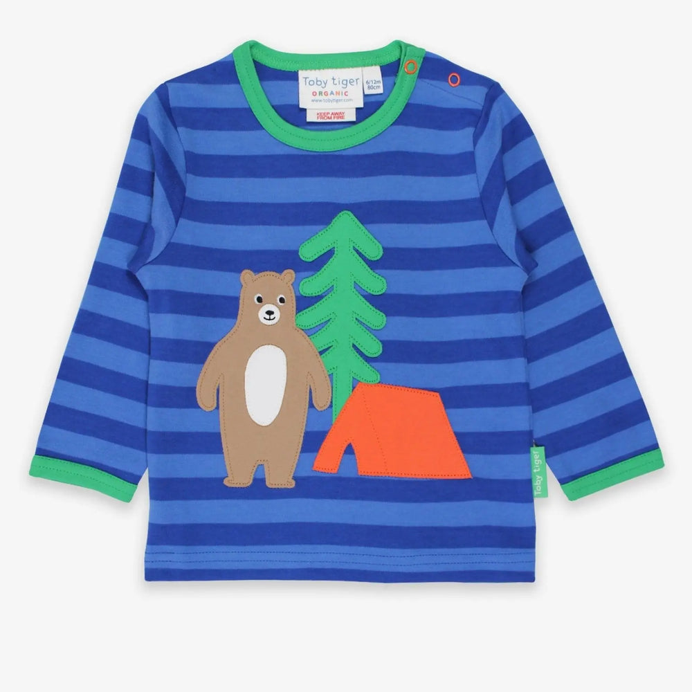 Organic Camping Bear Applique Long-Sleeved T-Shirt Toby Tiger