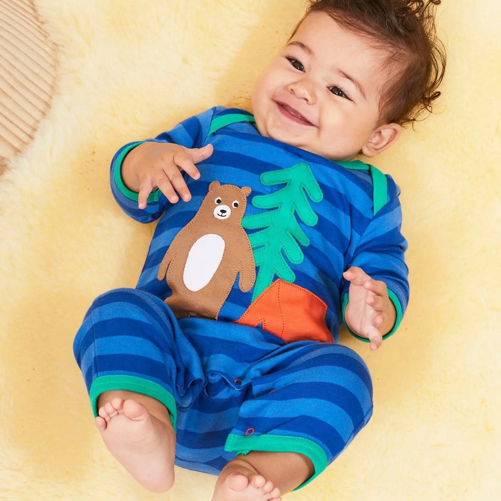 Organic Camping Bear Applique Sleepsuit Toby Tiger