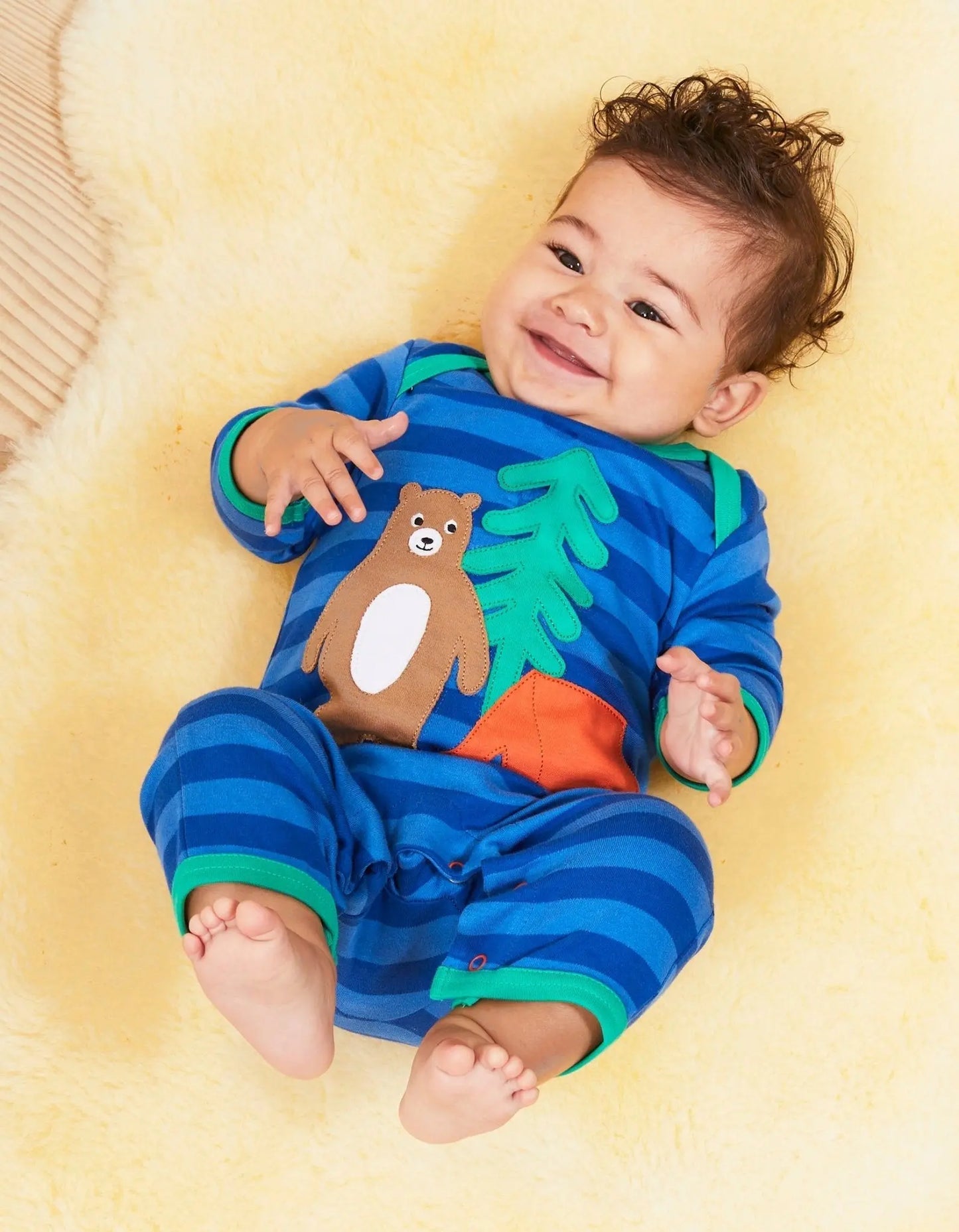 Organic Camping Bear Applique Sleepsuit Toby Tiger