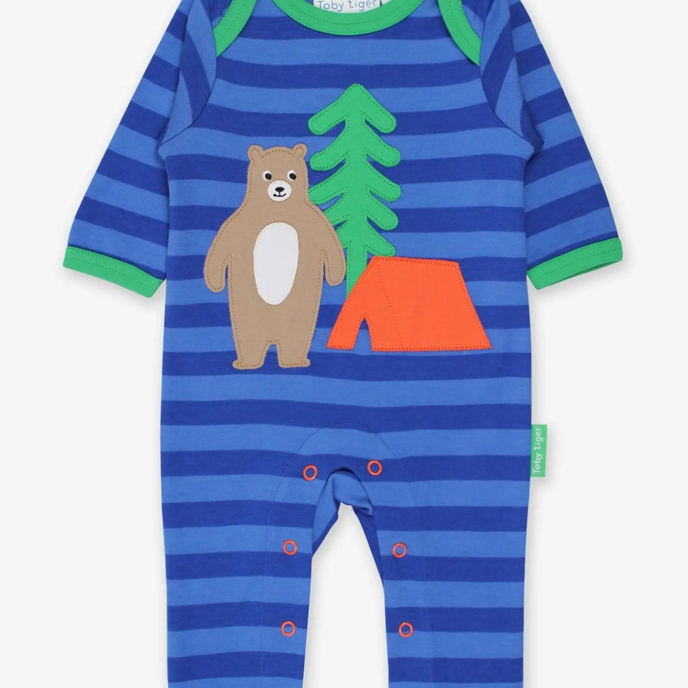 Organic Camping Bear Applique Sleepsuit Toby Tiger