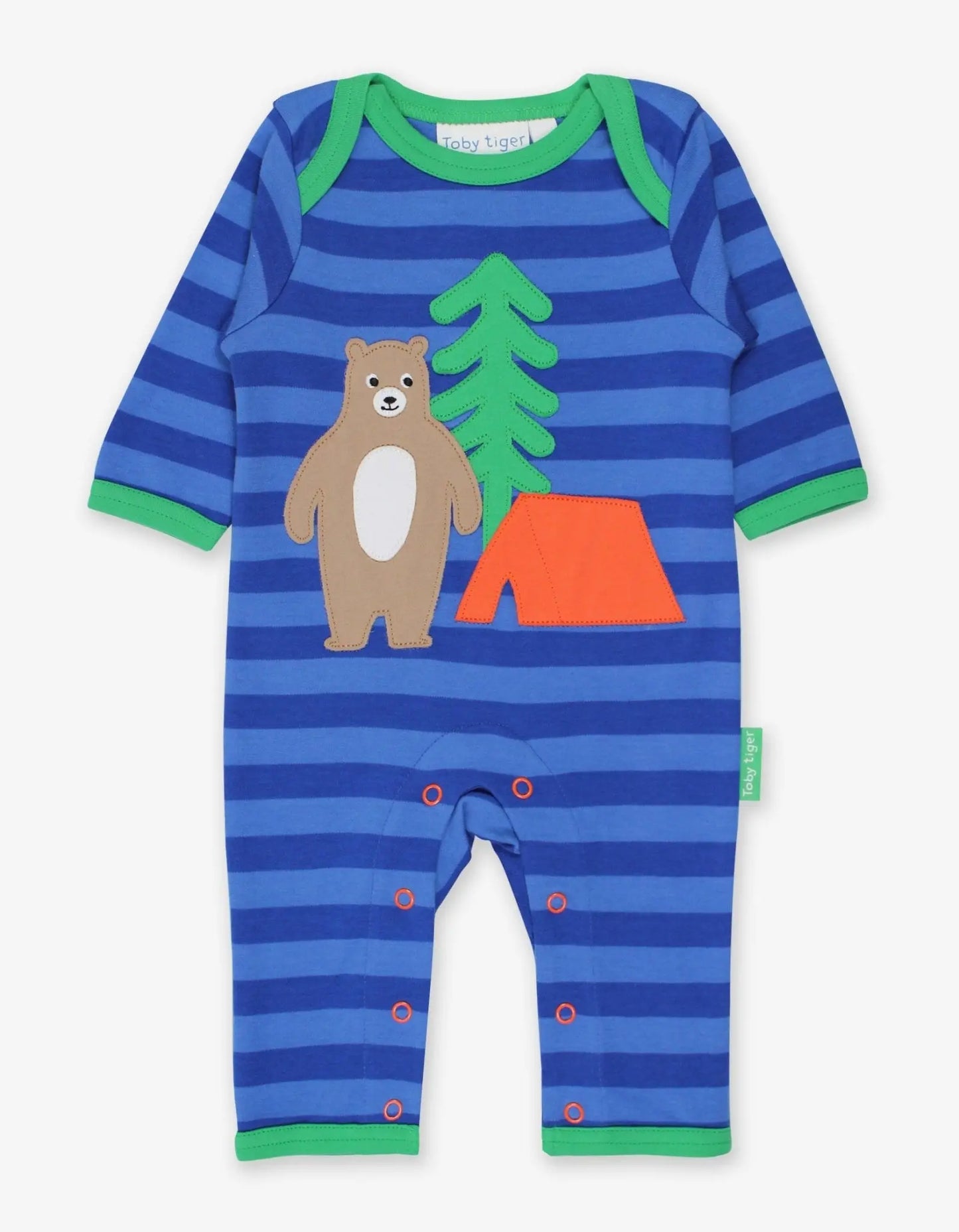 Organic Camping Bear Applique Sleepsuit Toby Tiger