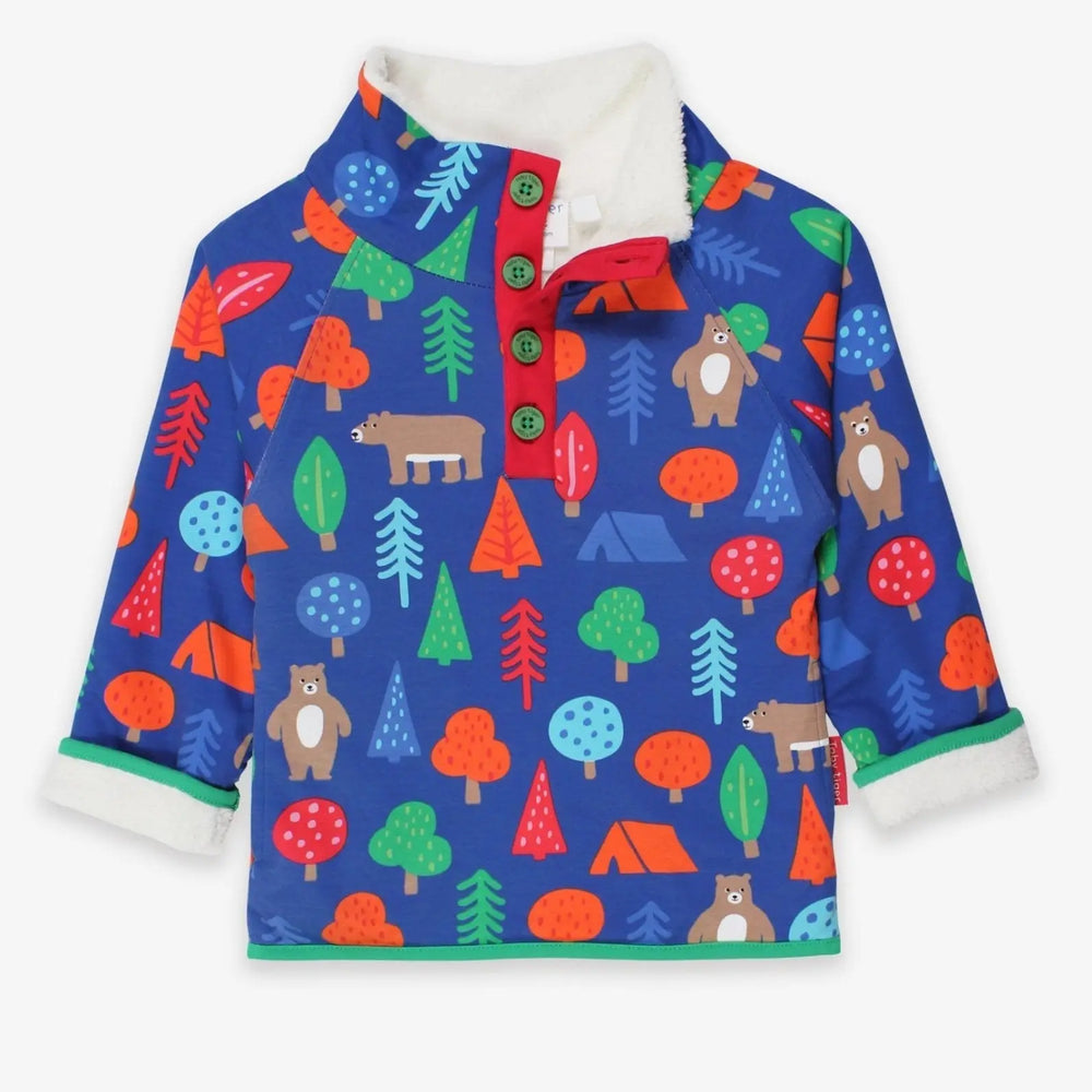 Organic Camping Bear Print Cosy Fleece Sweatshirt Toby Tiger