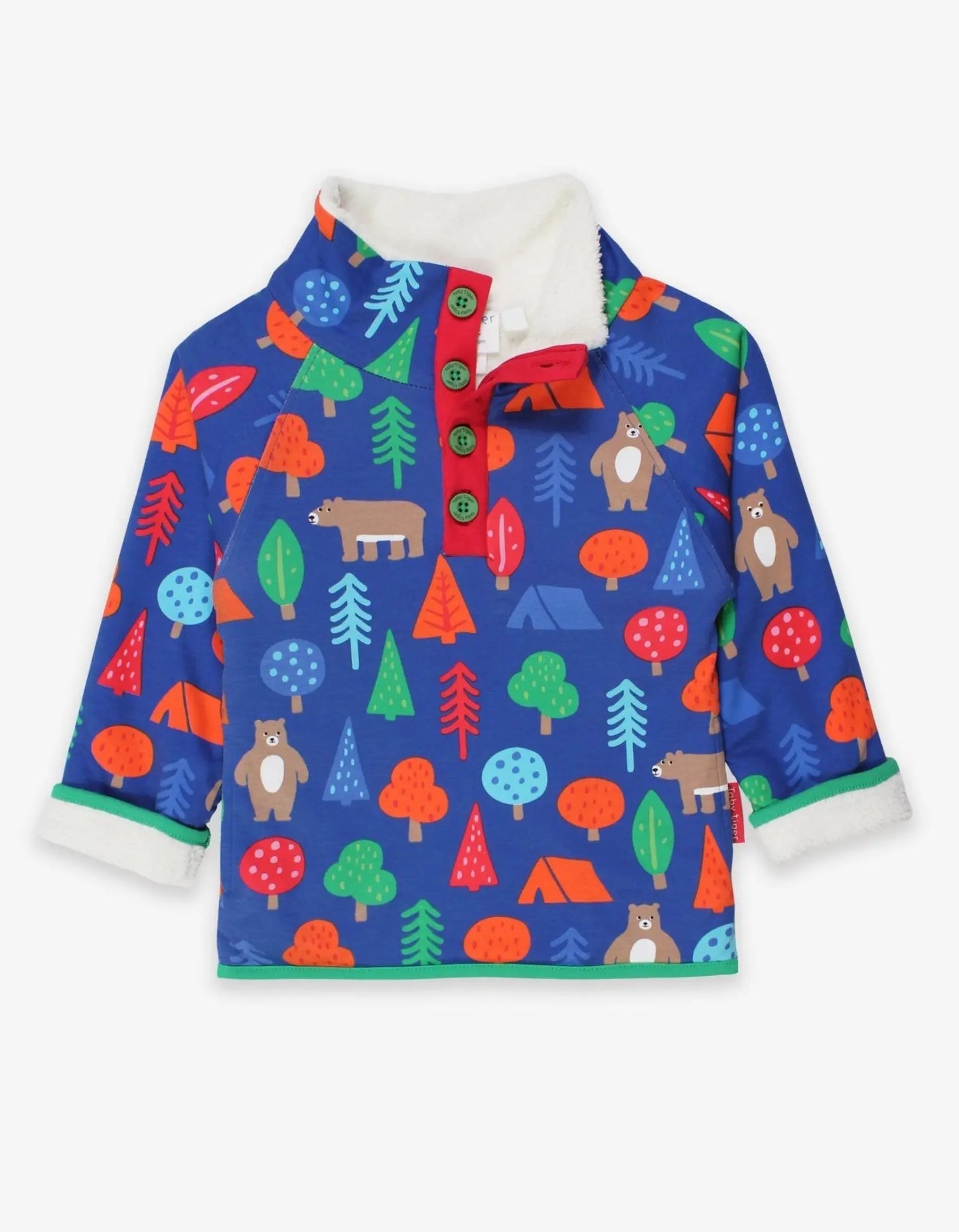 Organic Camping Bear Print Cosy Fleece Sweatshirt Toby Tiger