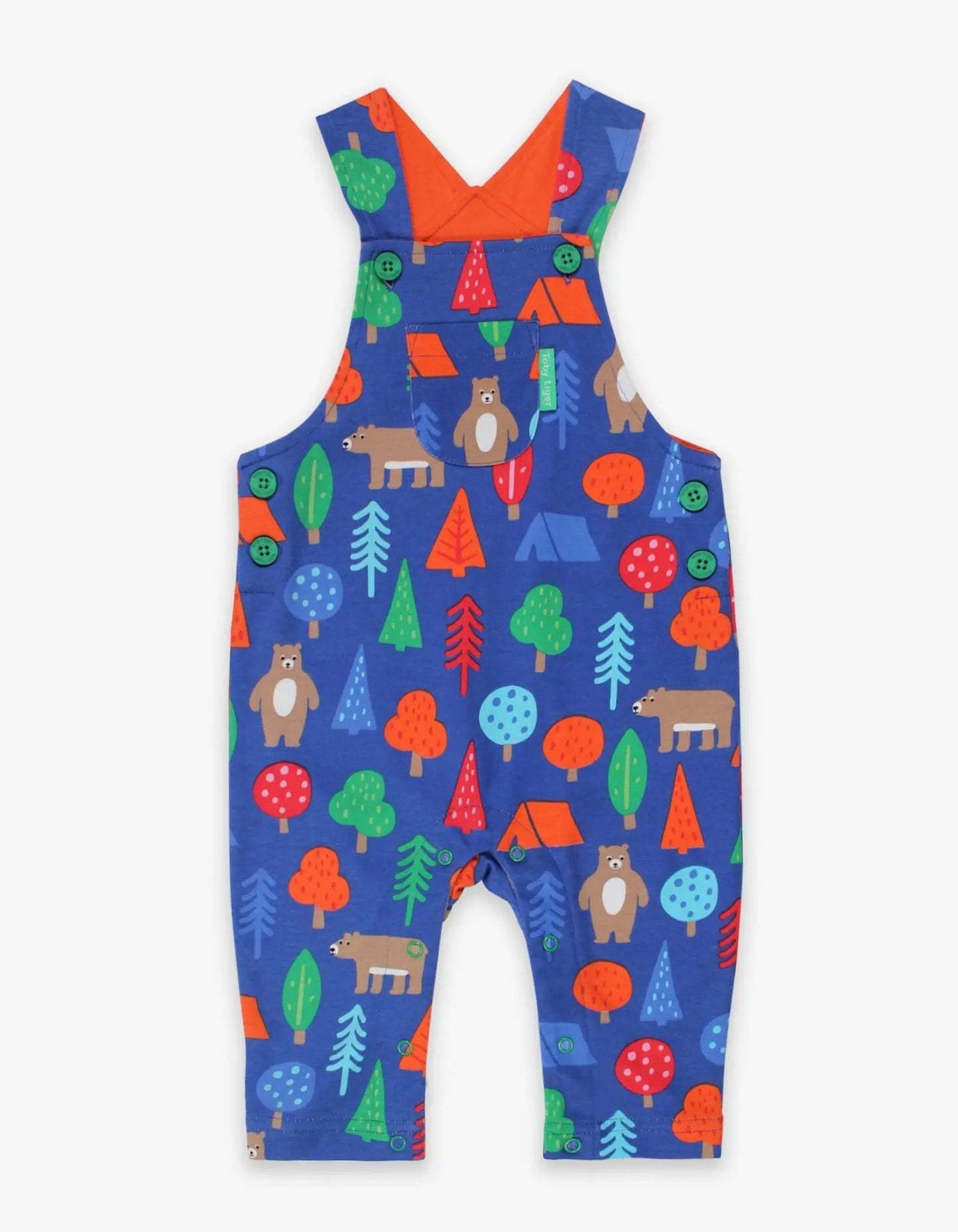 Organic Camping Bear Print Dungarees Toby Tiger