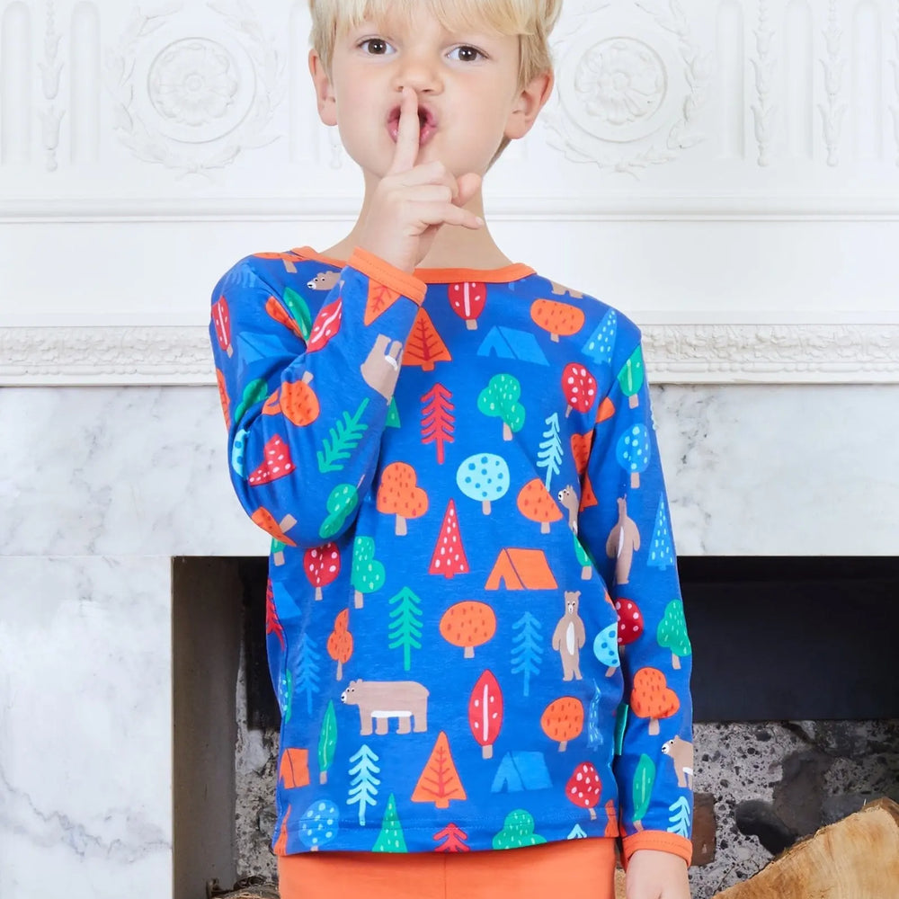 Organic Camping Bear Print Long-Sleeved T-Shirt Toby Tiger