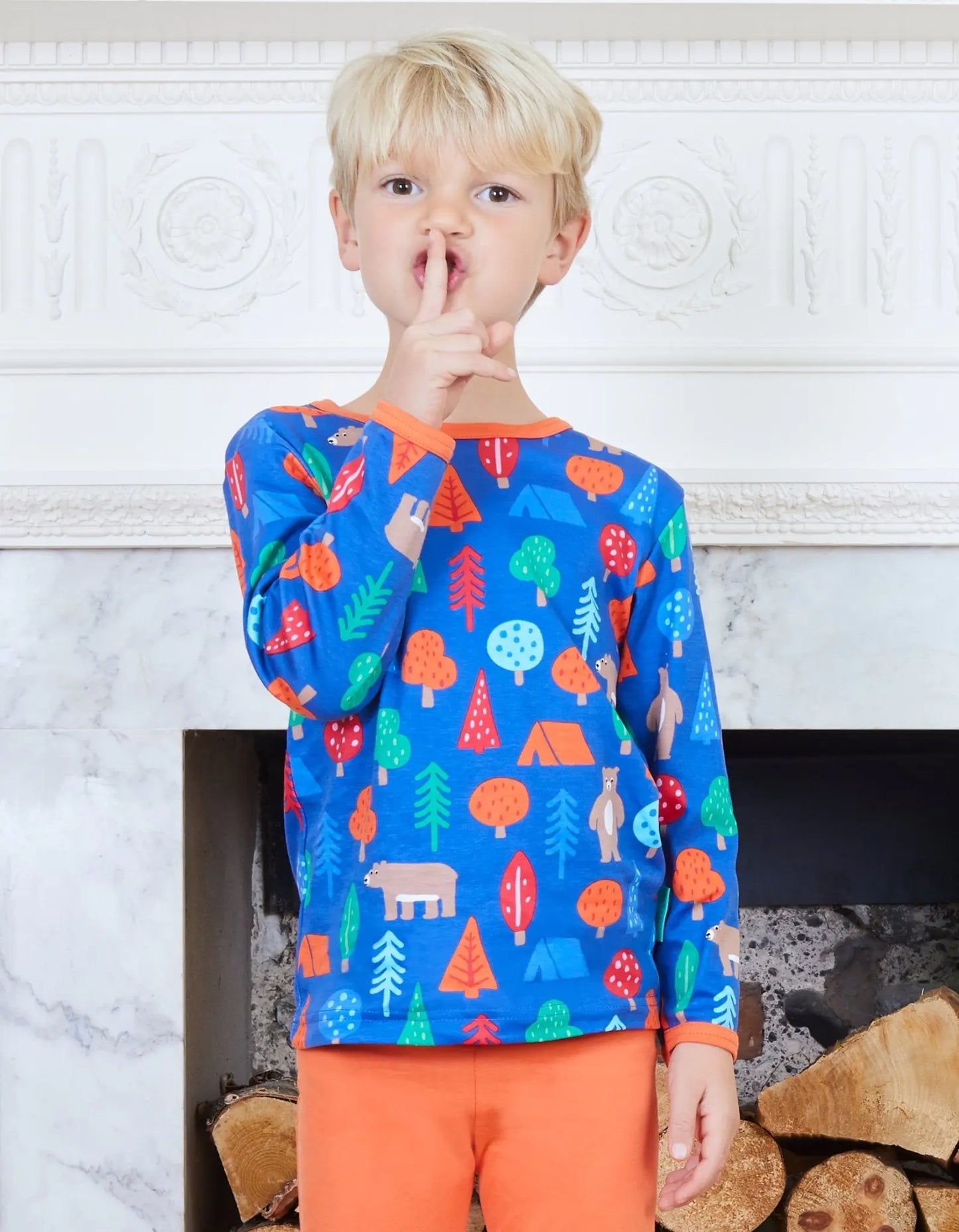 Organic Camping Bear Print Long-Sleeved T-Shirt Toby Tiger
