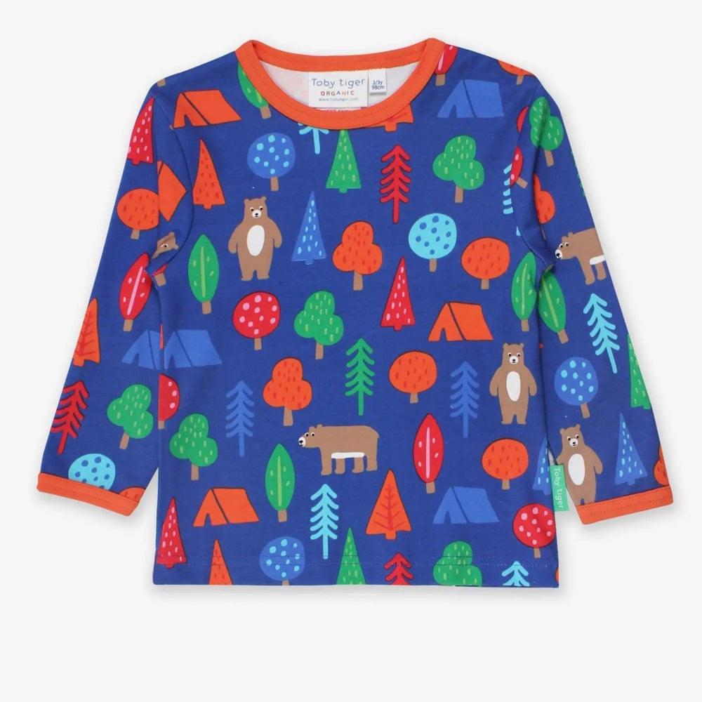 Organic Camping Bear Print Long-Sleeved T-Shirt Toby Tiger