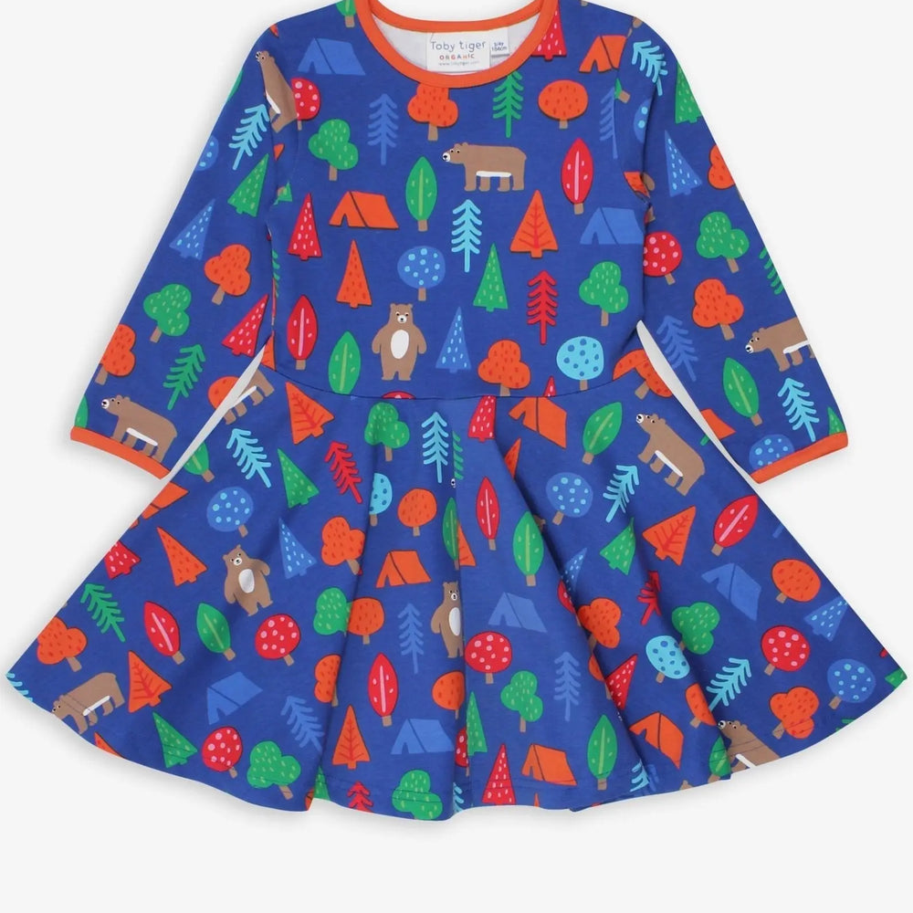 Organic Camping Bear Print Skater Dress Toby Tiger
