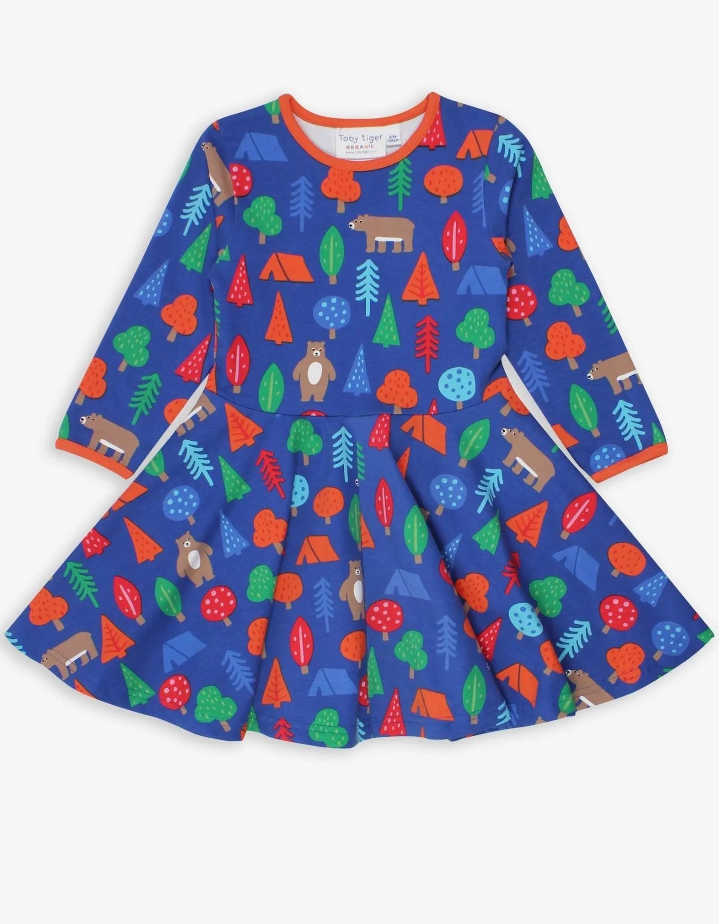 Organic Camping Bear Print Skater Dress Toby Tiger