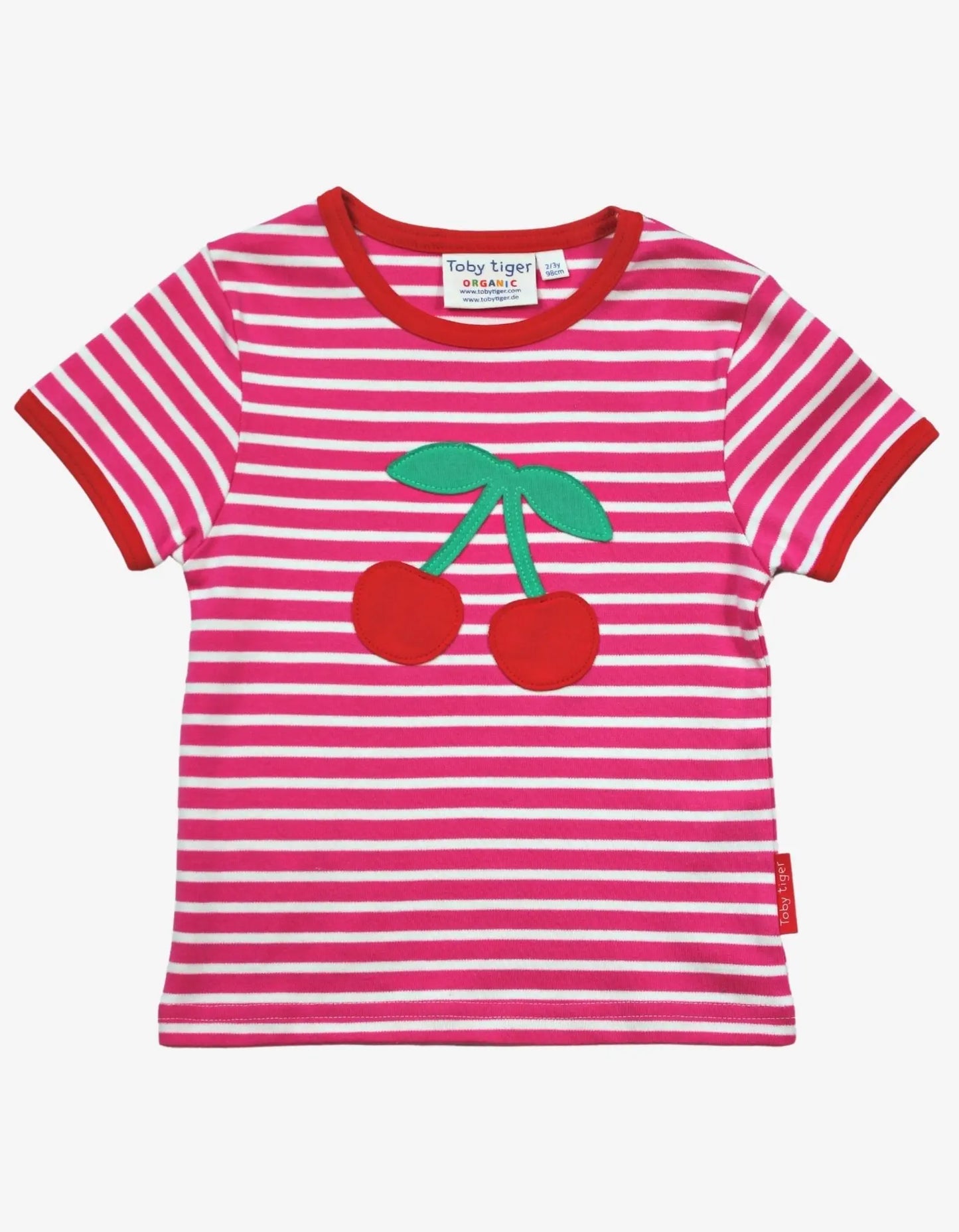 Organic Cherry Applique Short-Sleeved T-Shirt Toby Tiger