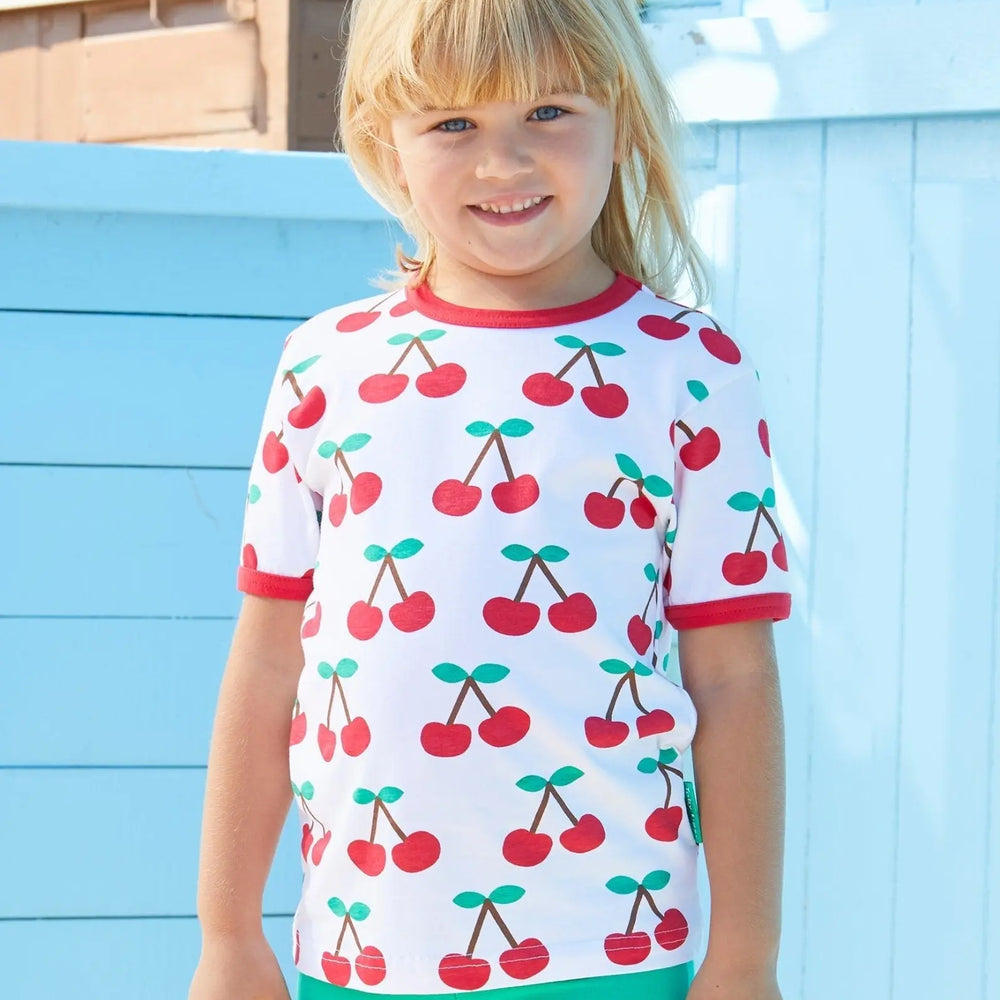 Organic Cherry Print Short-Sleeved T-Shirt Toby Tiger