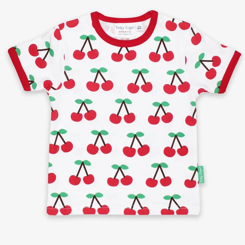 Organic Cherry Print Short-Sleeved T-Shirt Toby Tiger