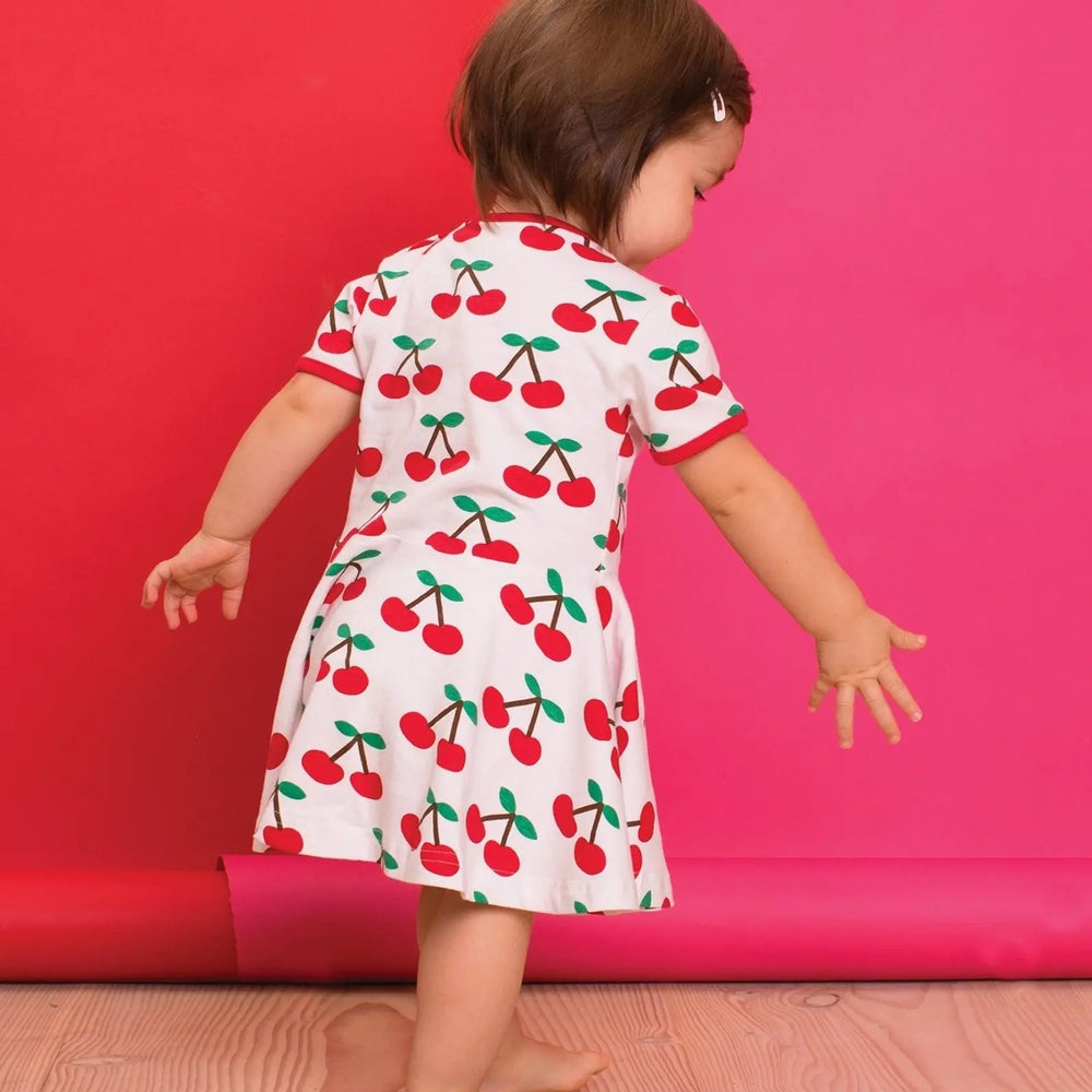 Organic Cherry Print Skater Dress Toby Tiger