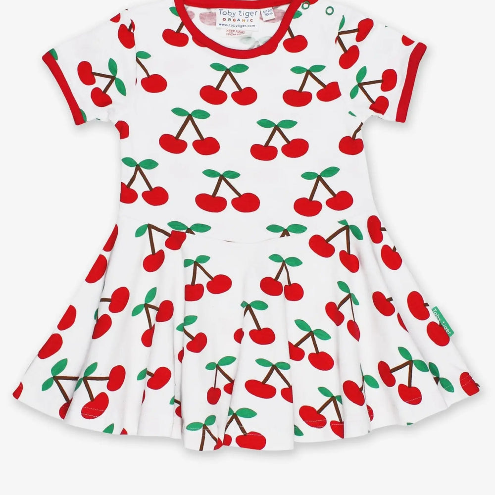 Organic Cherry Print Skater Dress Toby Tiger