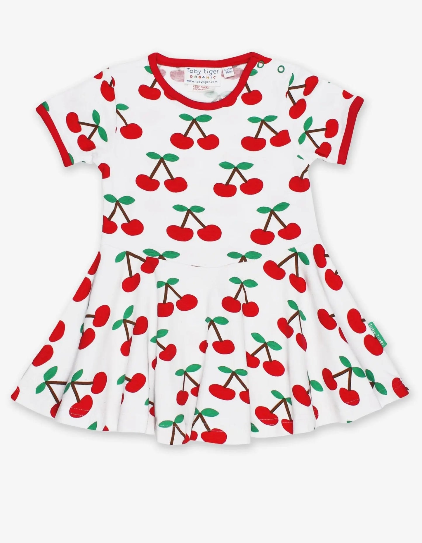 Organic Cherry Print Skater Dress Toby Tiger