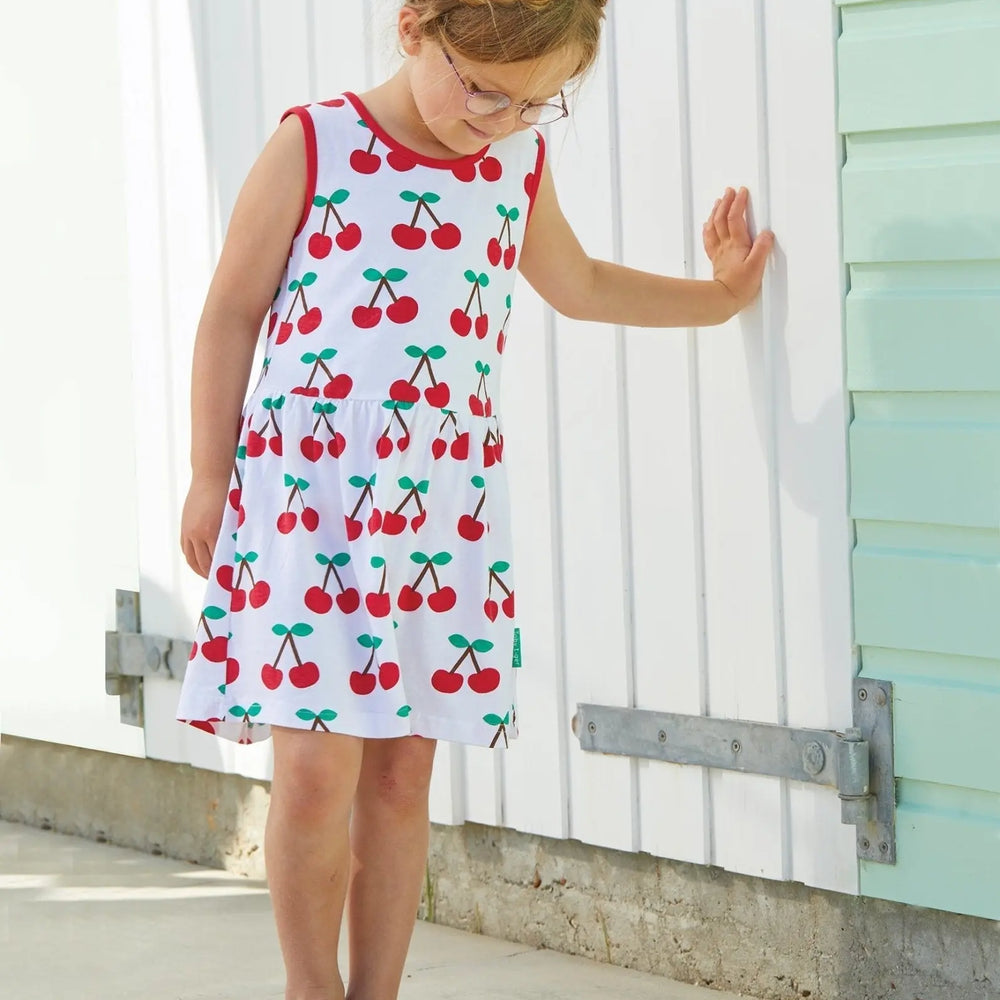 Organic Cherry Print Summer Dress Toby Tiger