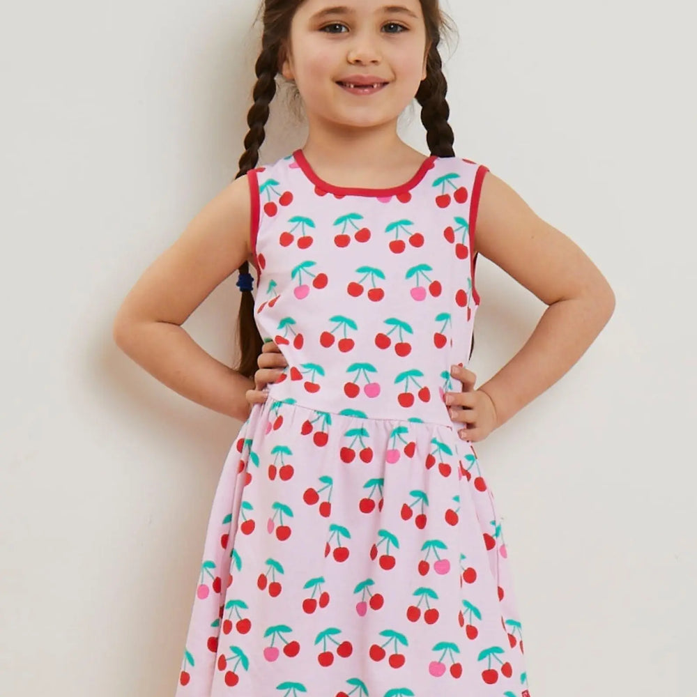 Organic Cherry Print Summer Dress Toby Tiger
