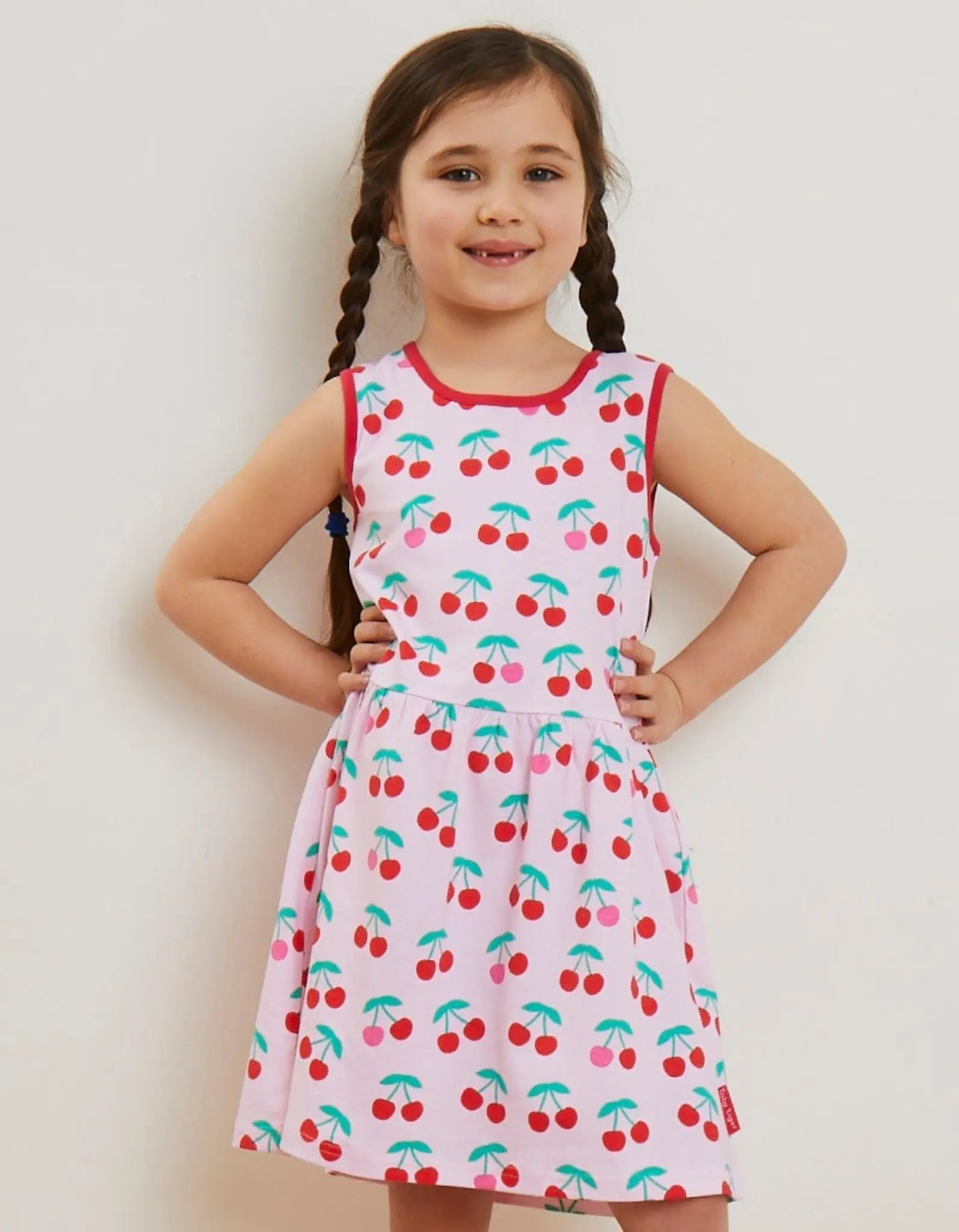 Organic Cherry Print Summer Dress Toby Tiger