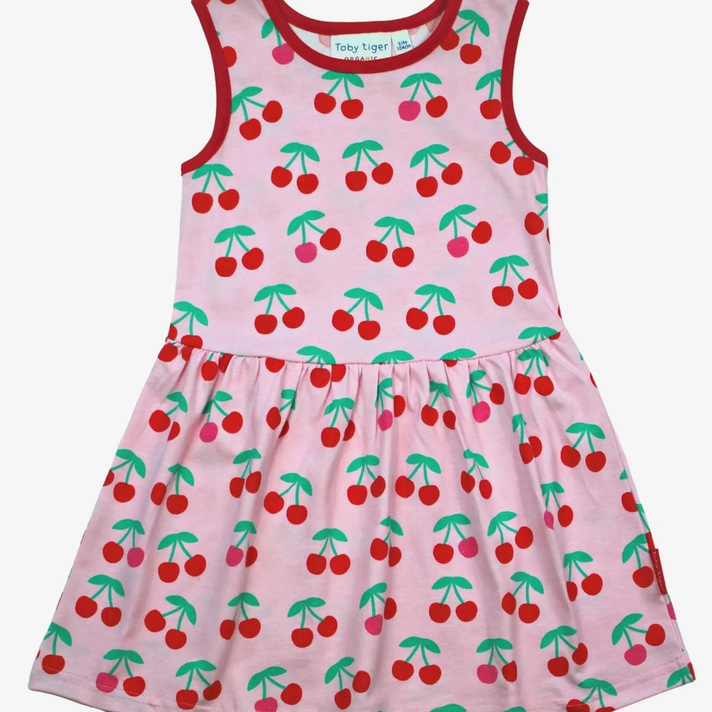Organic Cherry Print Summer Dress Toby Tiger