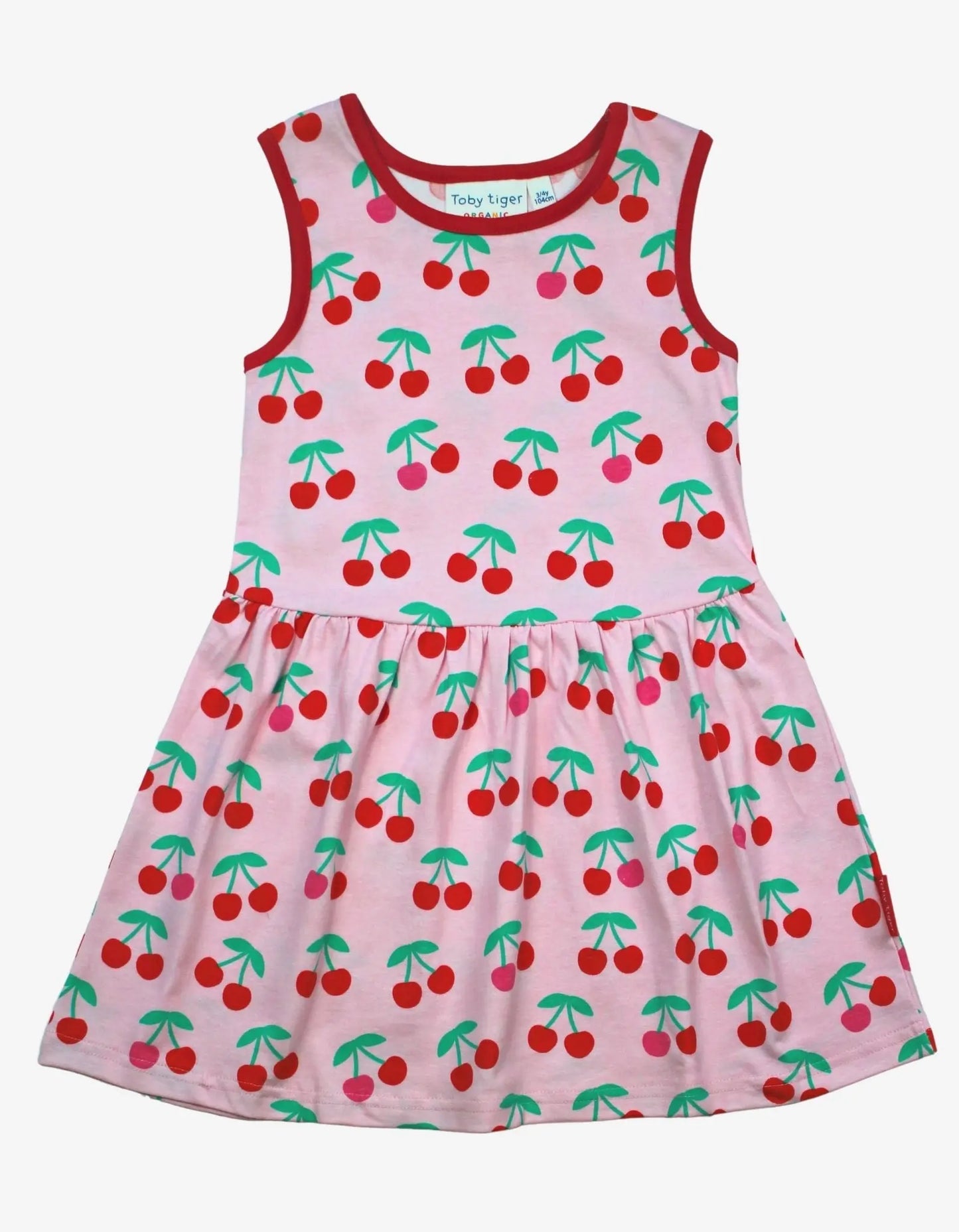 Organic Cherry Print Summer Dress Toby Tiger
