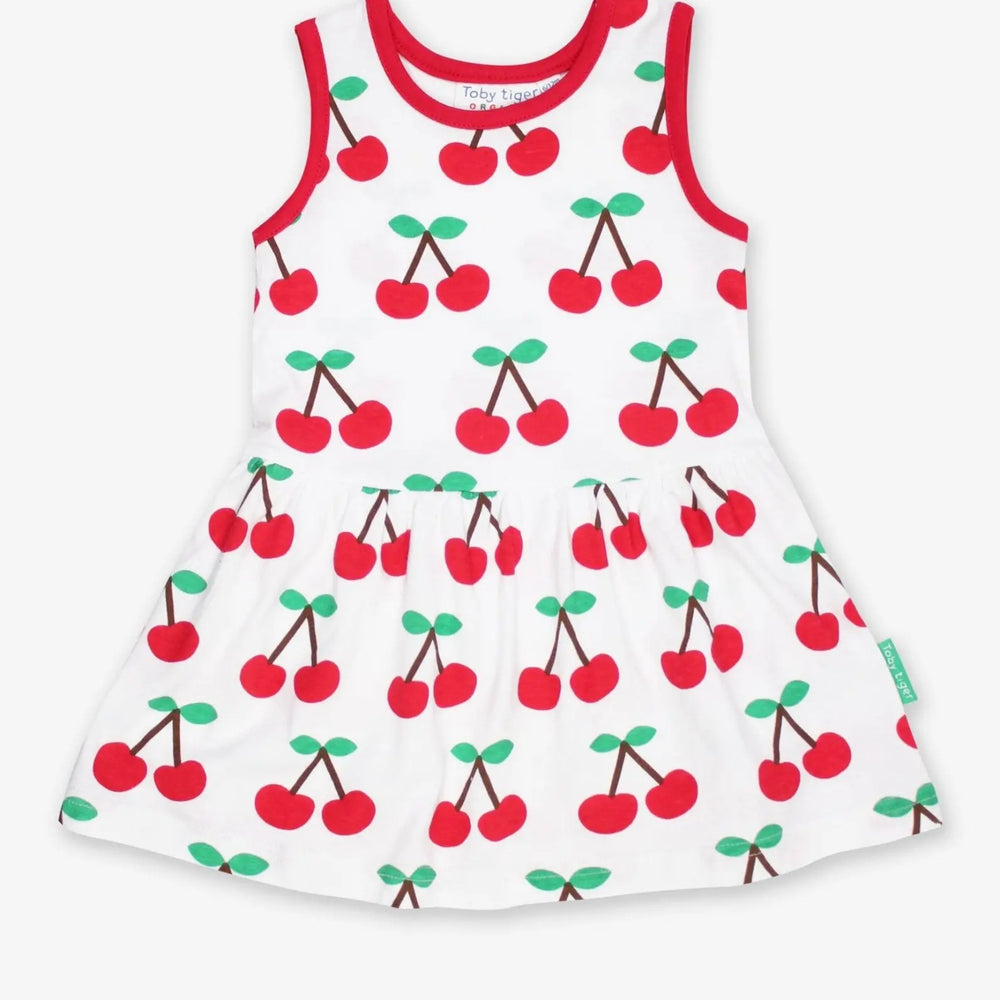 Organic Cherry Print Summer Dress Toby Tiger